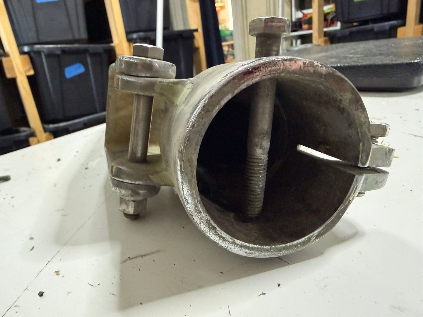 Chromed Bronze Tiller Strap & Rudder Cap -- #23