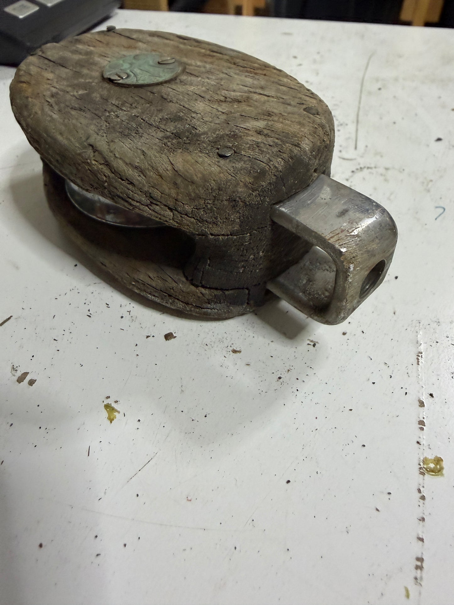 Vintage Merriman Wooden Block - 2 1/4" Chromed Sheave - 3/8" Line