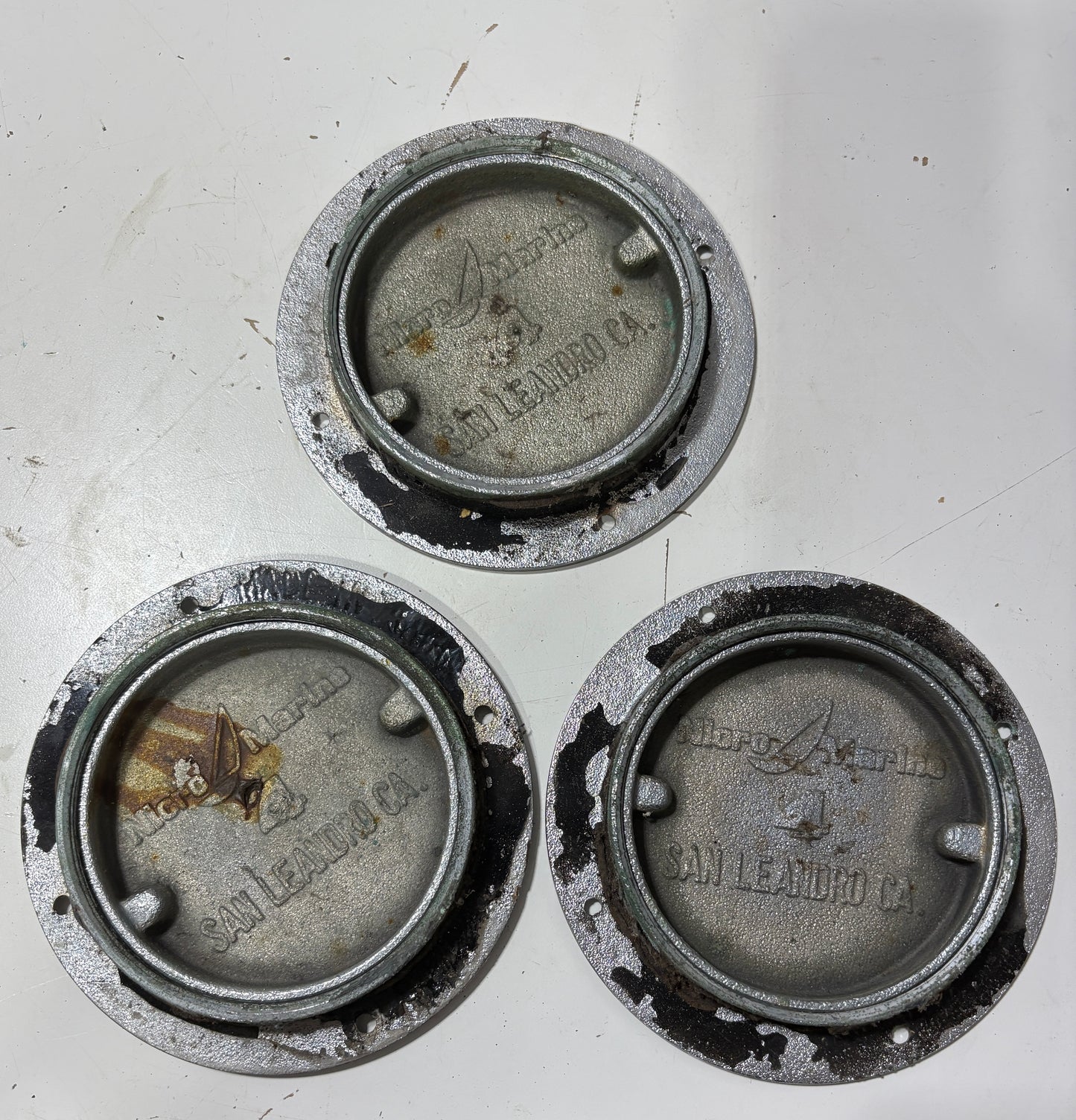 Nicro Marine Chromed Bronze Deck Plate 4" inside dia LOT of 3