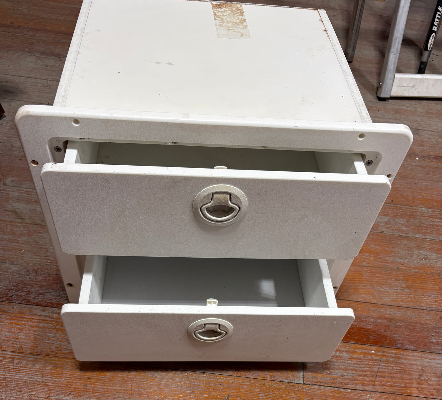 Molded fiberglass marine 2-drawer storage unit