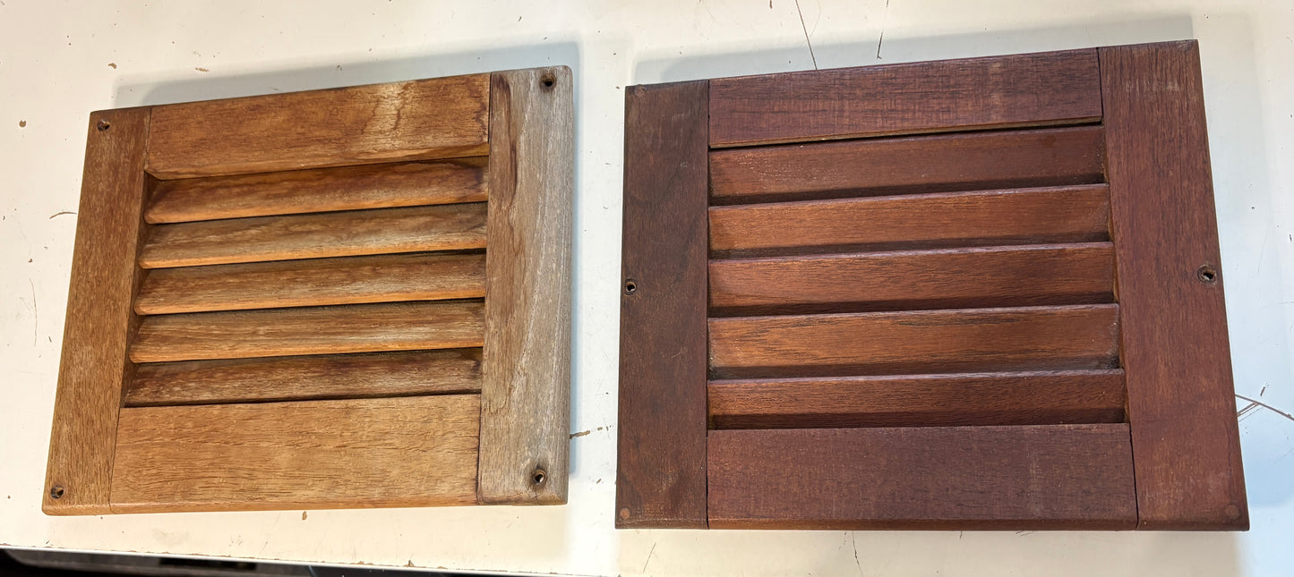 PAIR Teak Louvered Inserts from Seafarer 31MKI Yawl -- #328