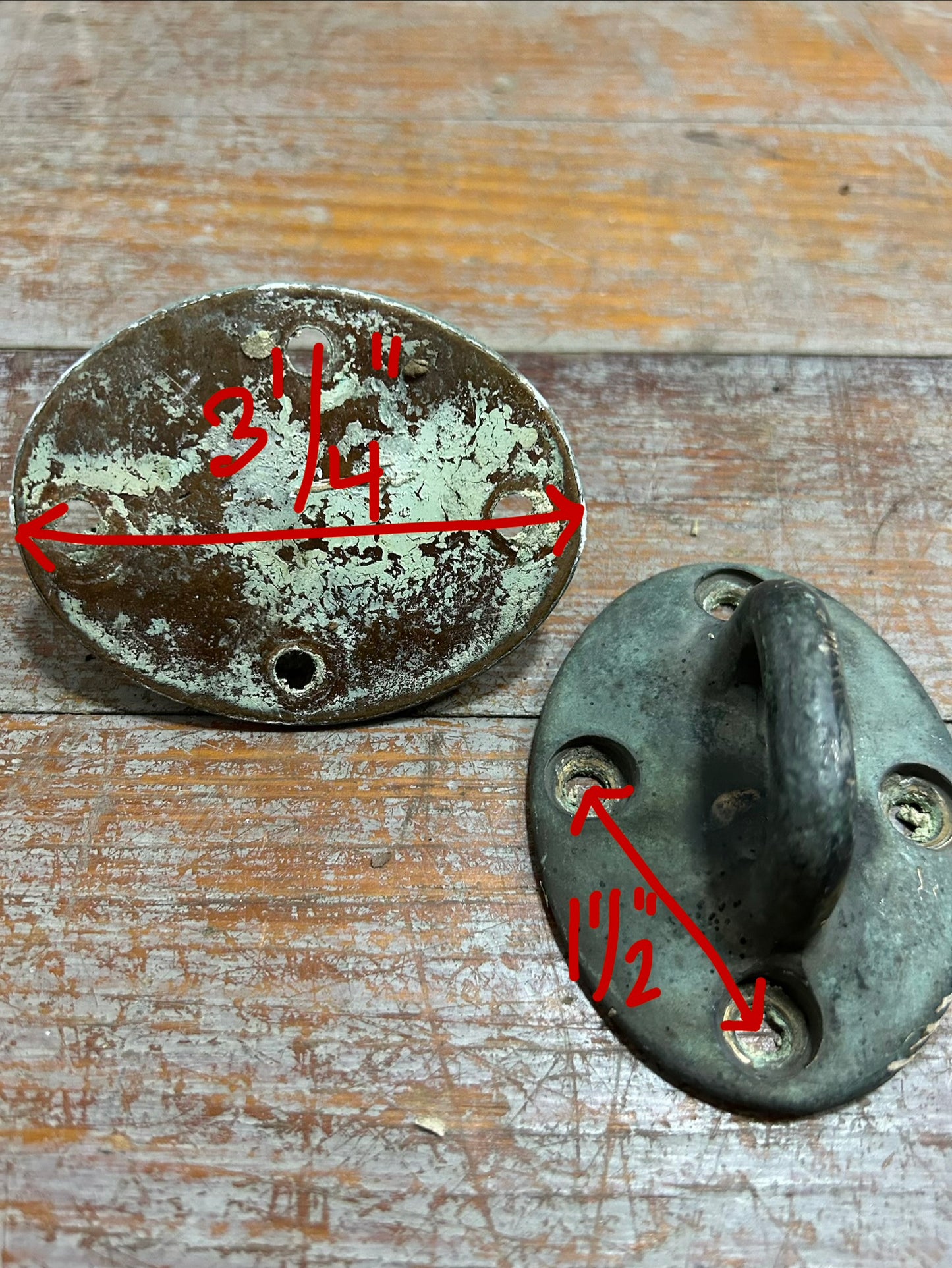Lot of 2 Bronze Pad Eyes 3-1/4” x 2-1/2” 4-Hole