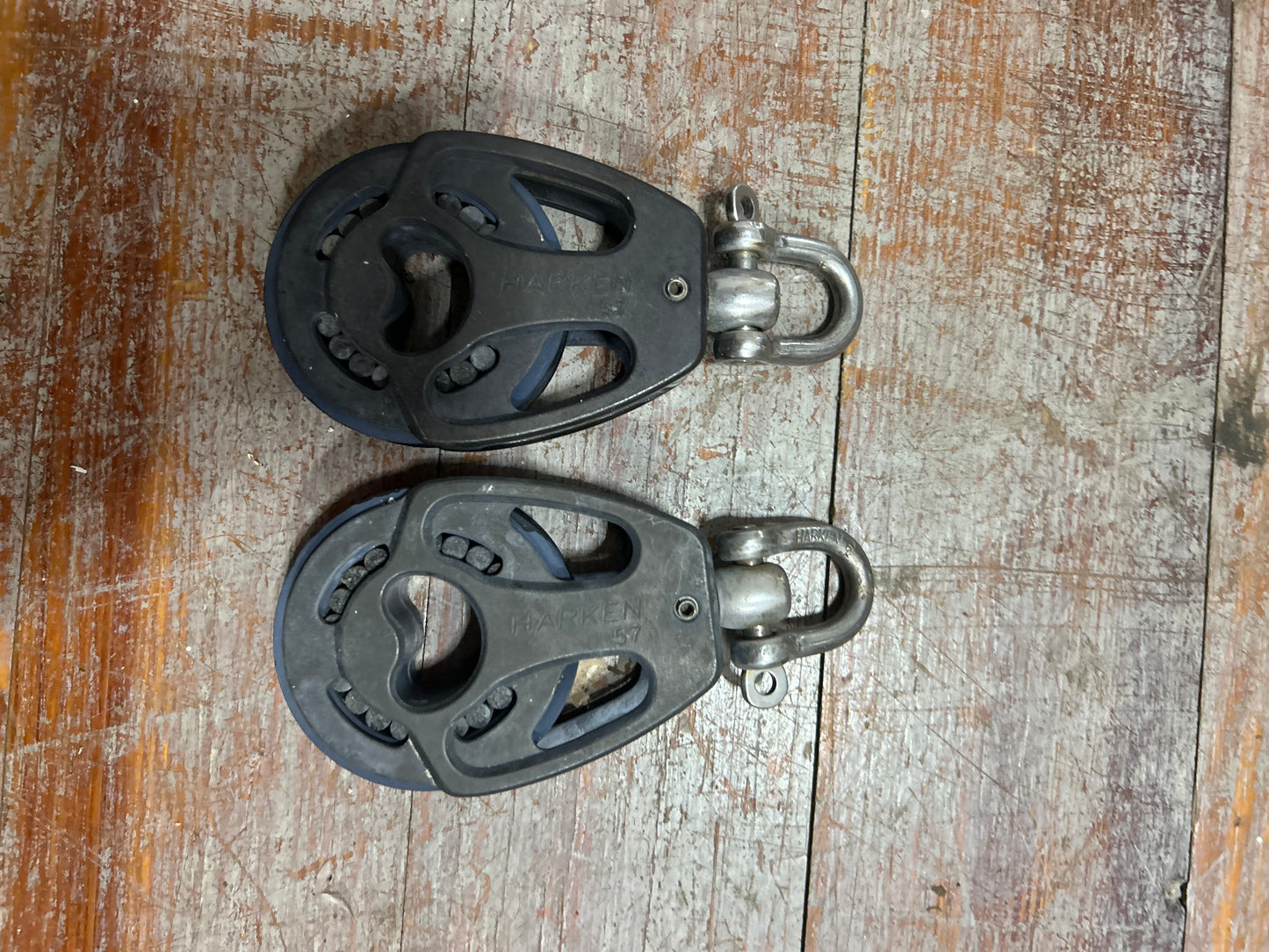 Lot of 2 Harken Single Swivel Ball Bearing Blocks 2-1/4” Sheave 1/2” Line