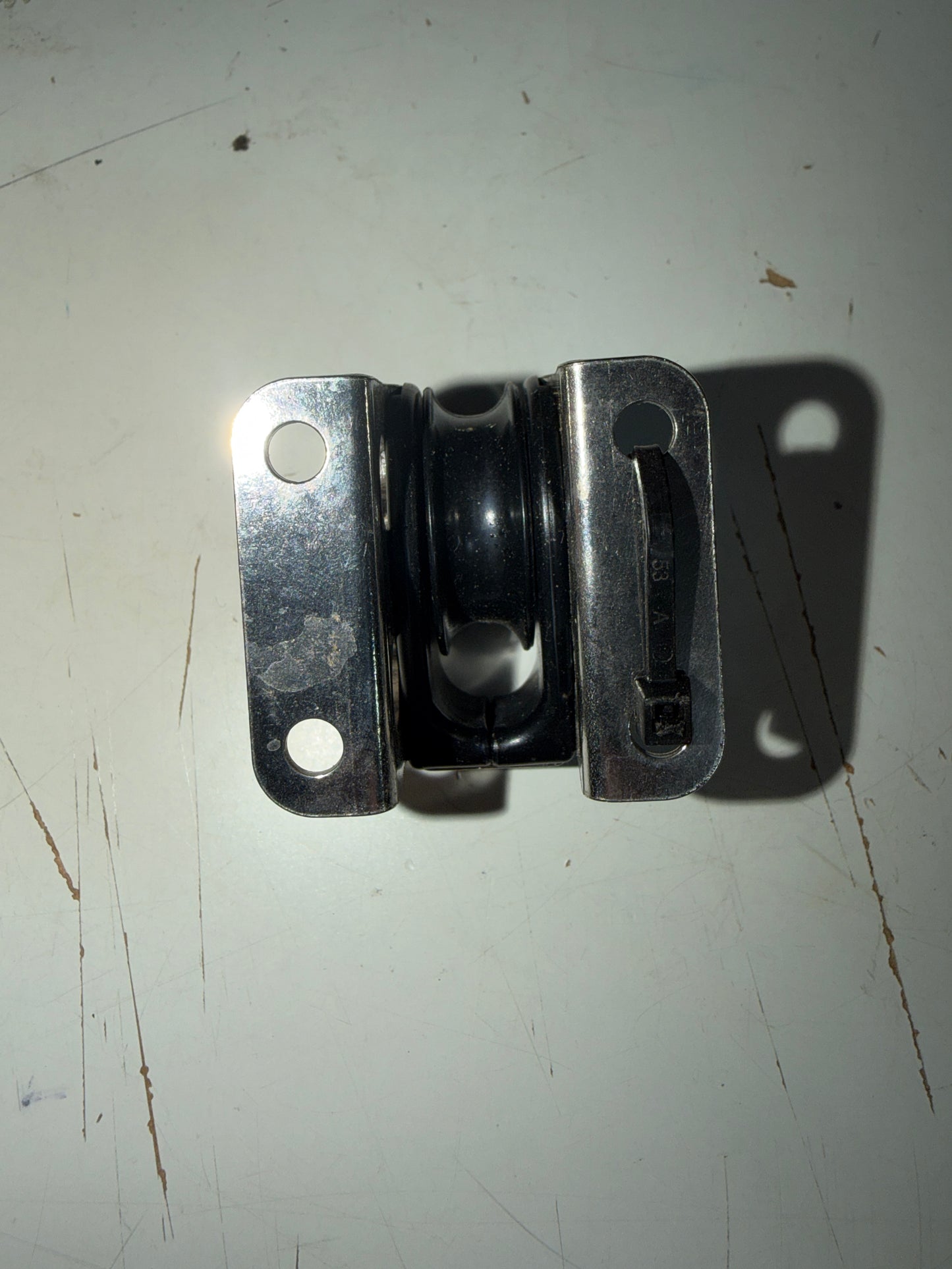 Small Harken 1 1/8” Sheave Single Raised Cheek Block- 5/16” Line