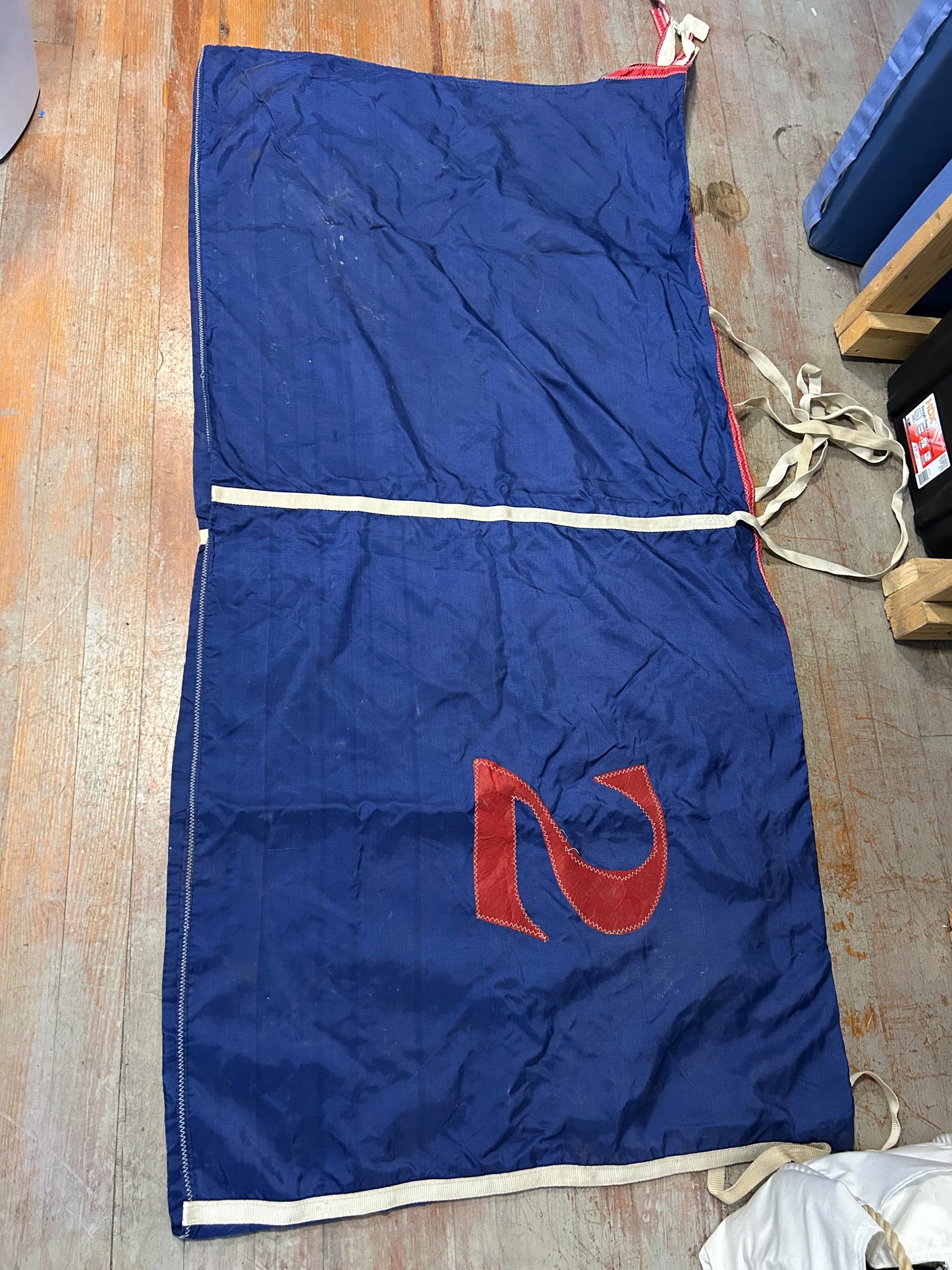 Large Blue Sailmakers Storage Bag- Turtle Sail Pack 73” x 35” w/ Tie Straps
