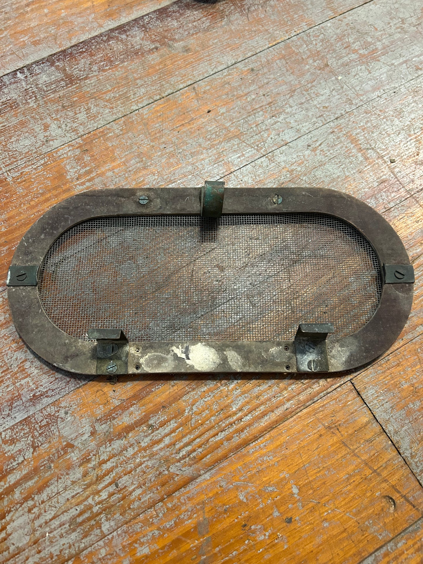 Vintage Tufnol Oval Boat Portlight Insect Screen Bug Screen 10-1/4” x 4-1/2”