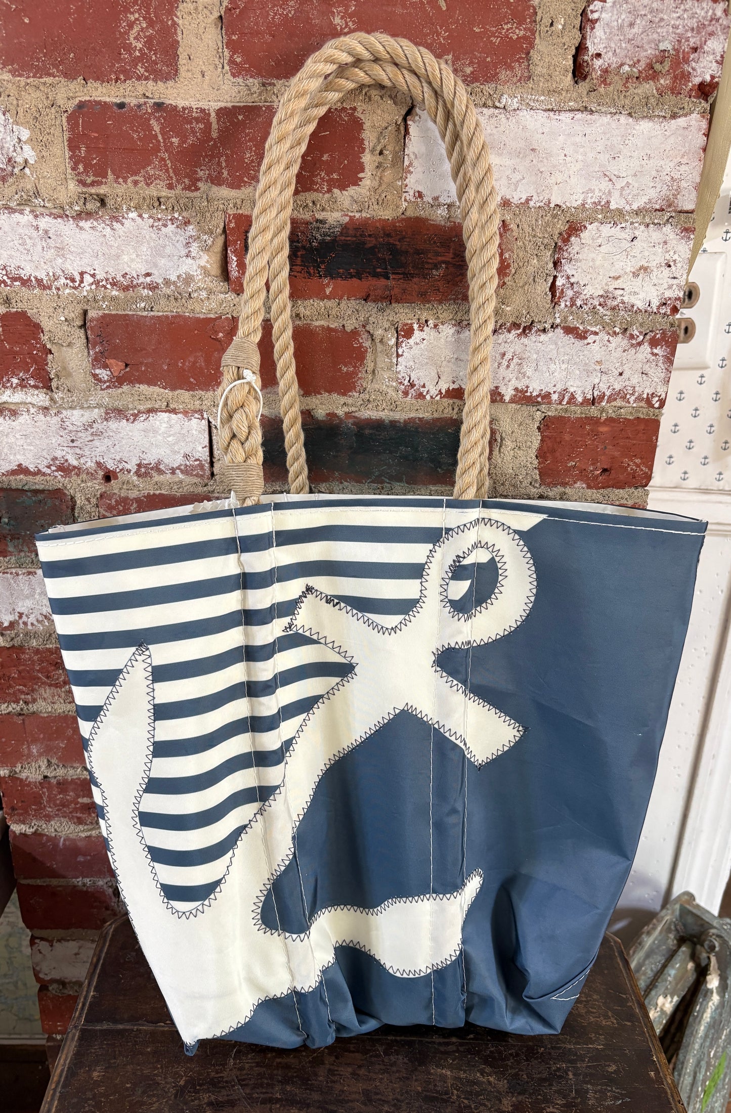 Sea Bags Breton Stripe Anchor Medium Tote NEW