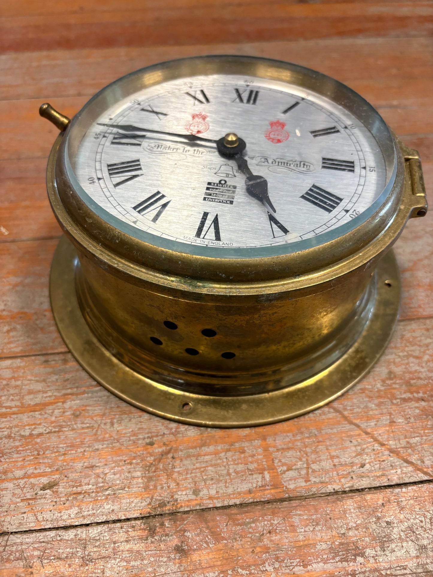 Sewills of Liverpool Nautical Ships Clock in Brass Casing