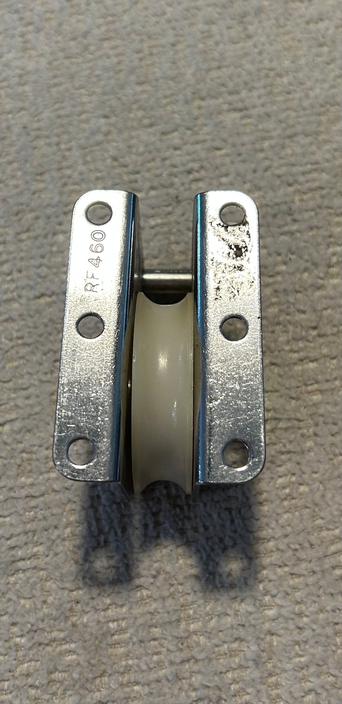 Vintage RF460 SS Fixed Deck Block 1-3/4” Sheave 1/2” Line