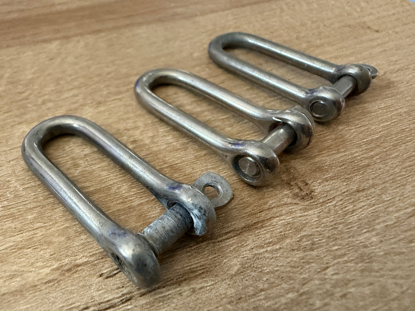 LOT of 3 Small Elongated Shackles - 1/8" Pin Diameter x 5/16" Width