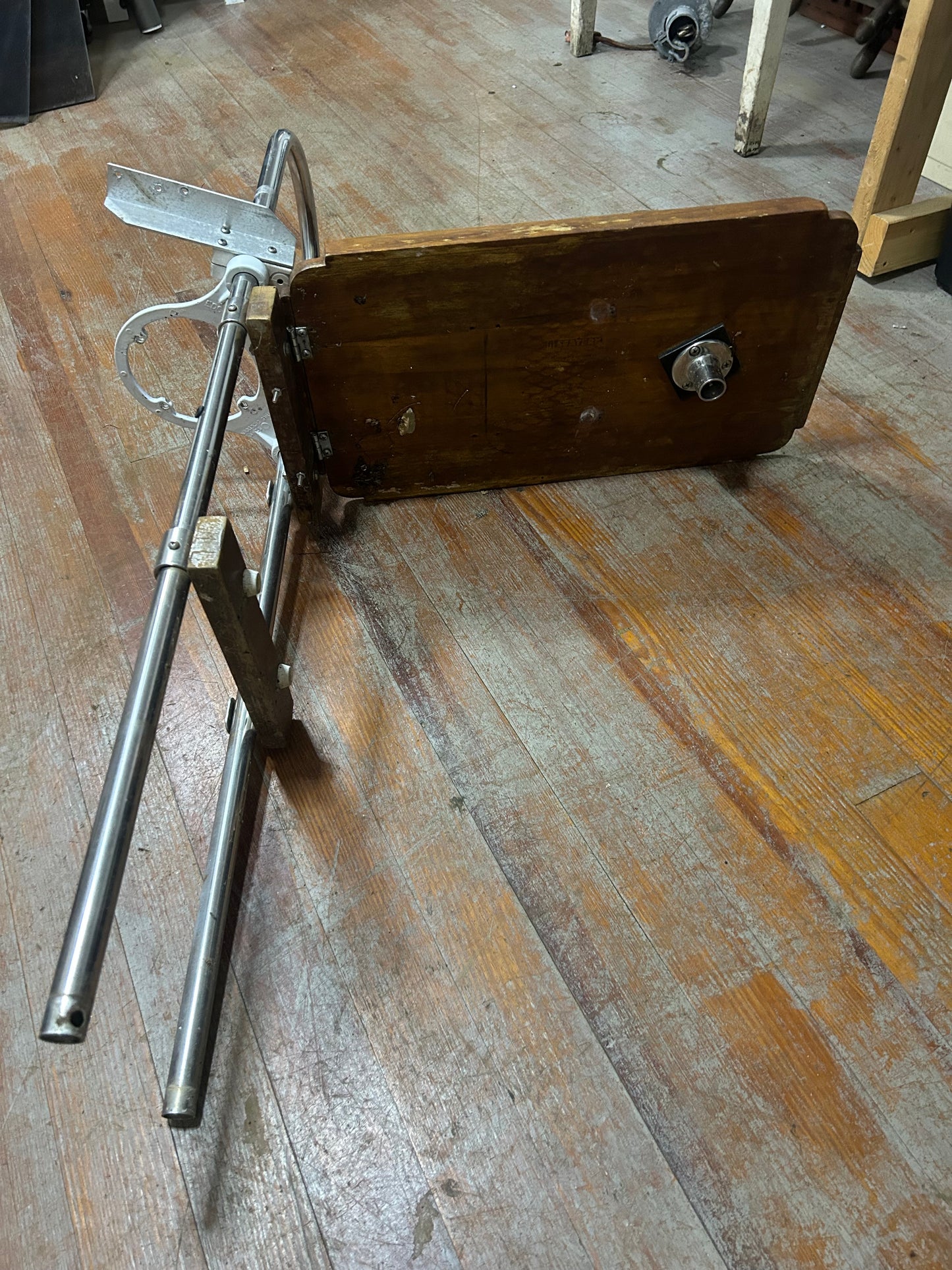 SS Pedestal Guard w/ Folding Teak Cockpit Table