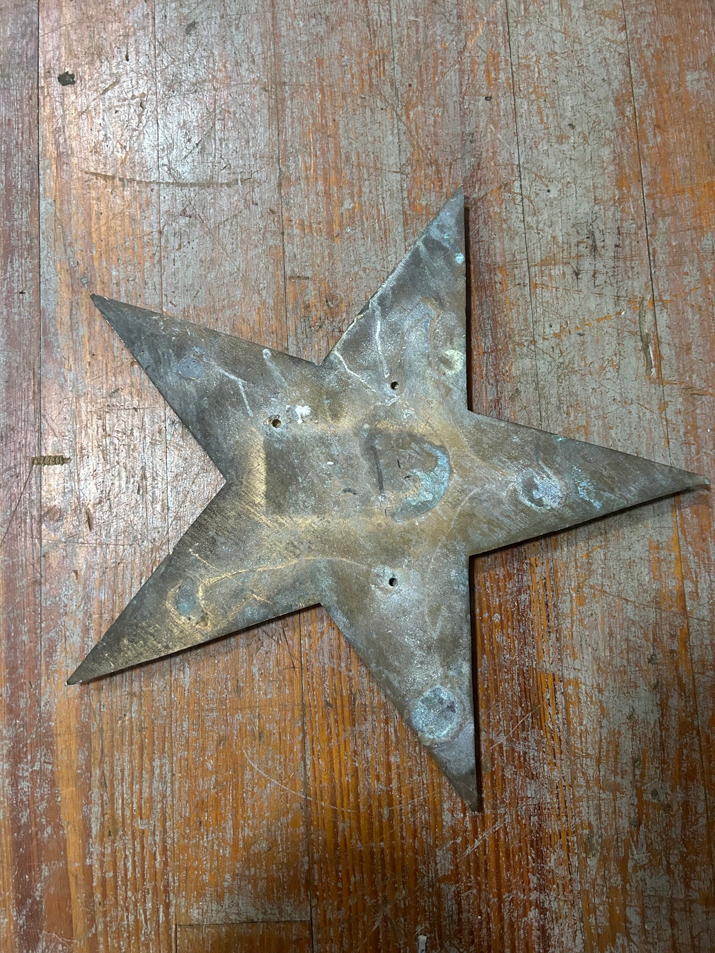 Vintage Solid Brass 5-Point Star Wall Plaque