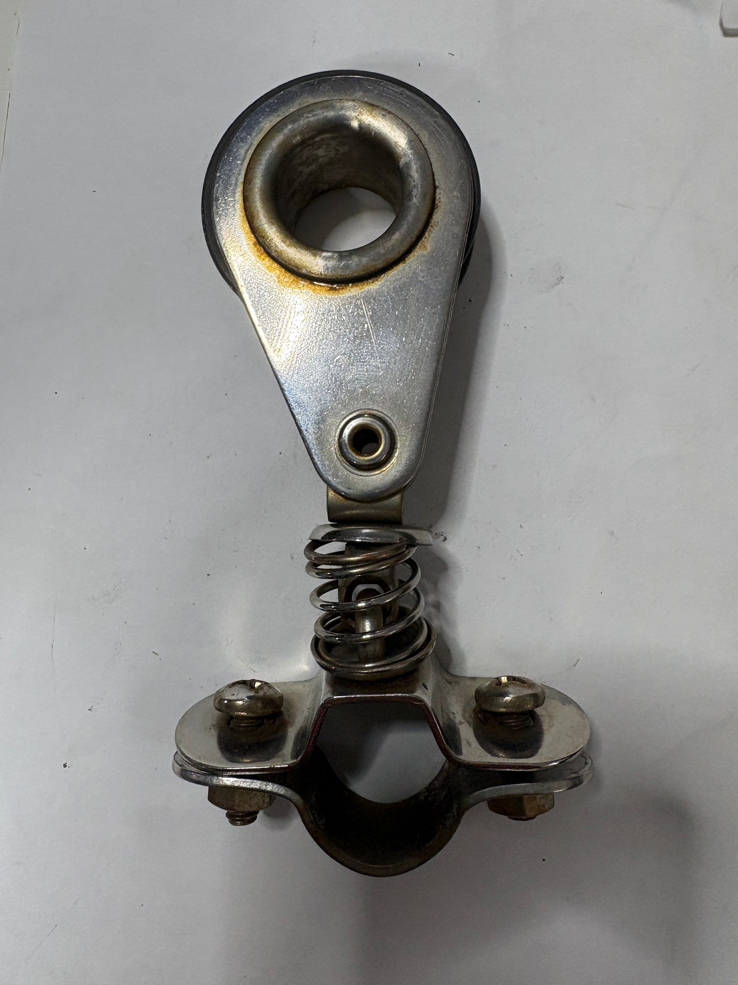 Stainless Steel Standing Block with Spring and Rail Mount 2" Sheave, 3/8" Line