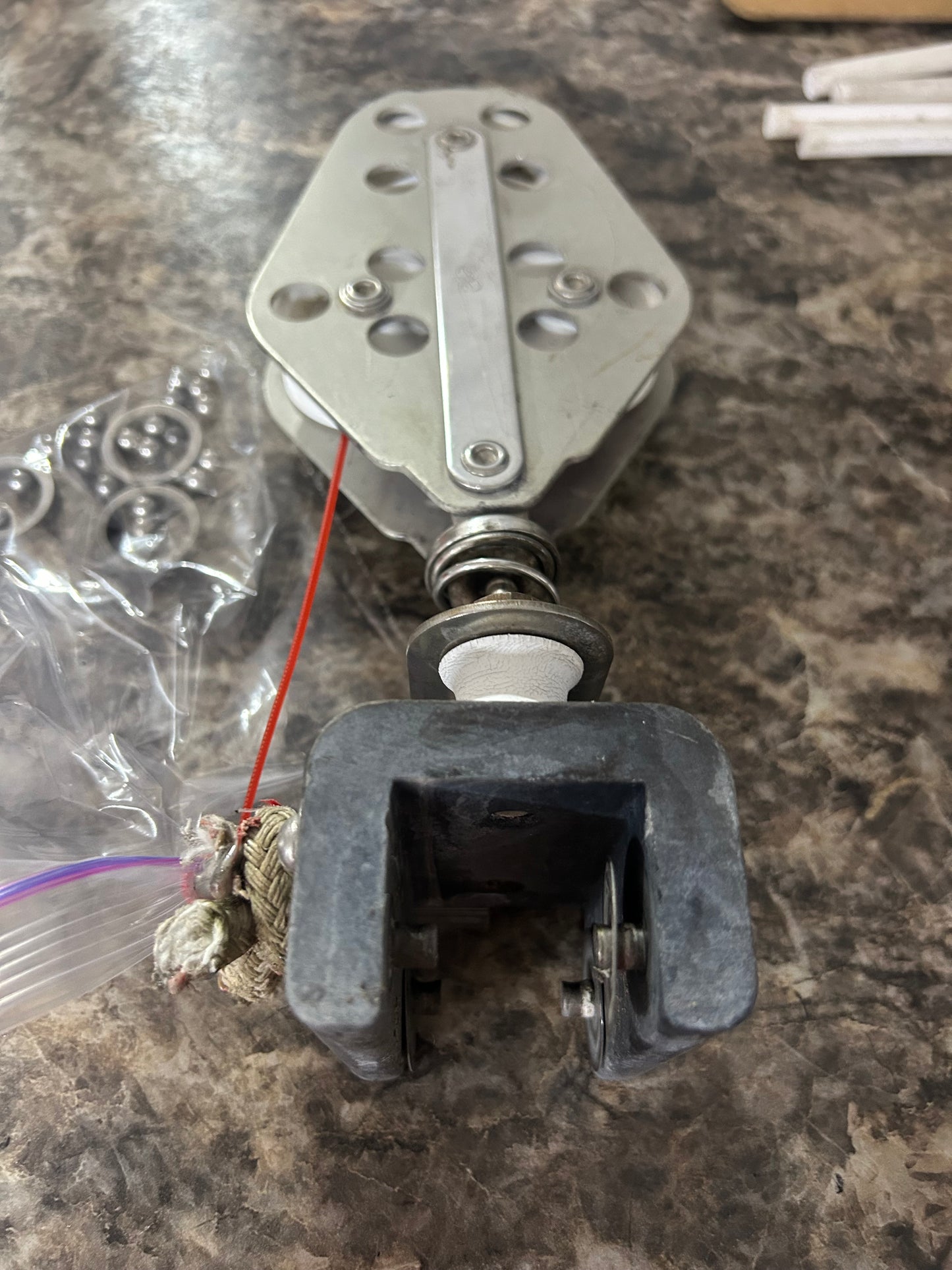 Schaefer Triple Fiddle Block w Kenyon Traveler Car 1-3/8” Track