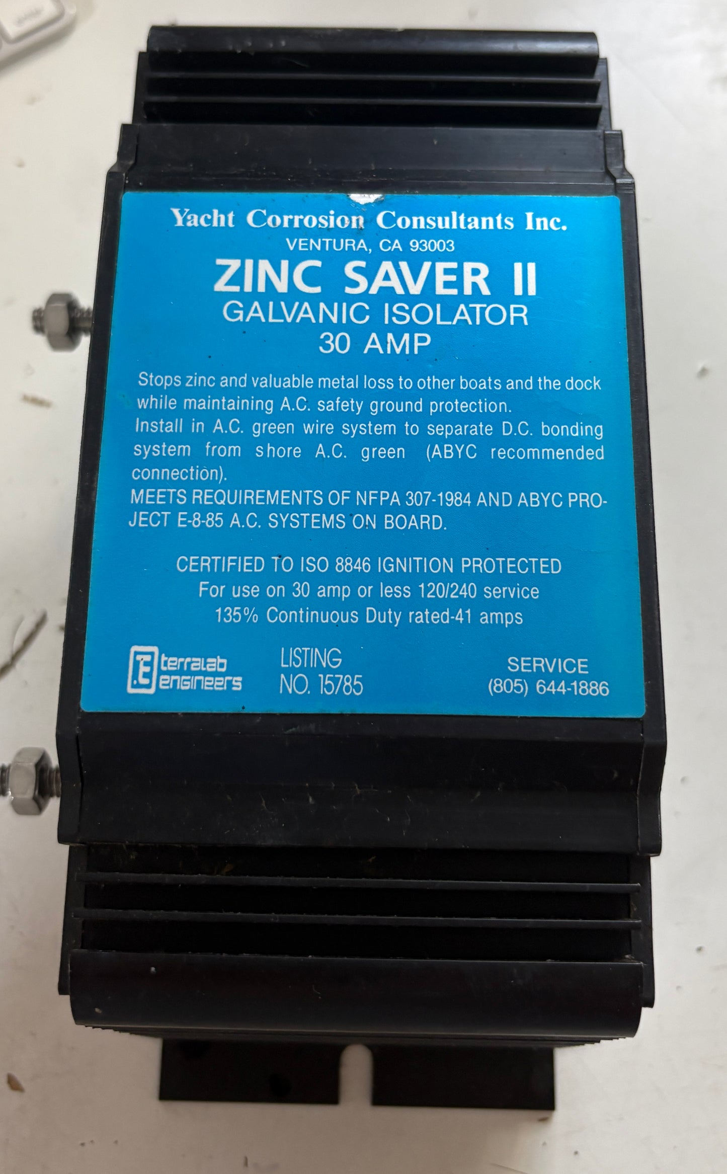 Yacht Corrosion Zinc Saver II Galvanic Isolator 30 AMP
