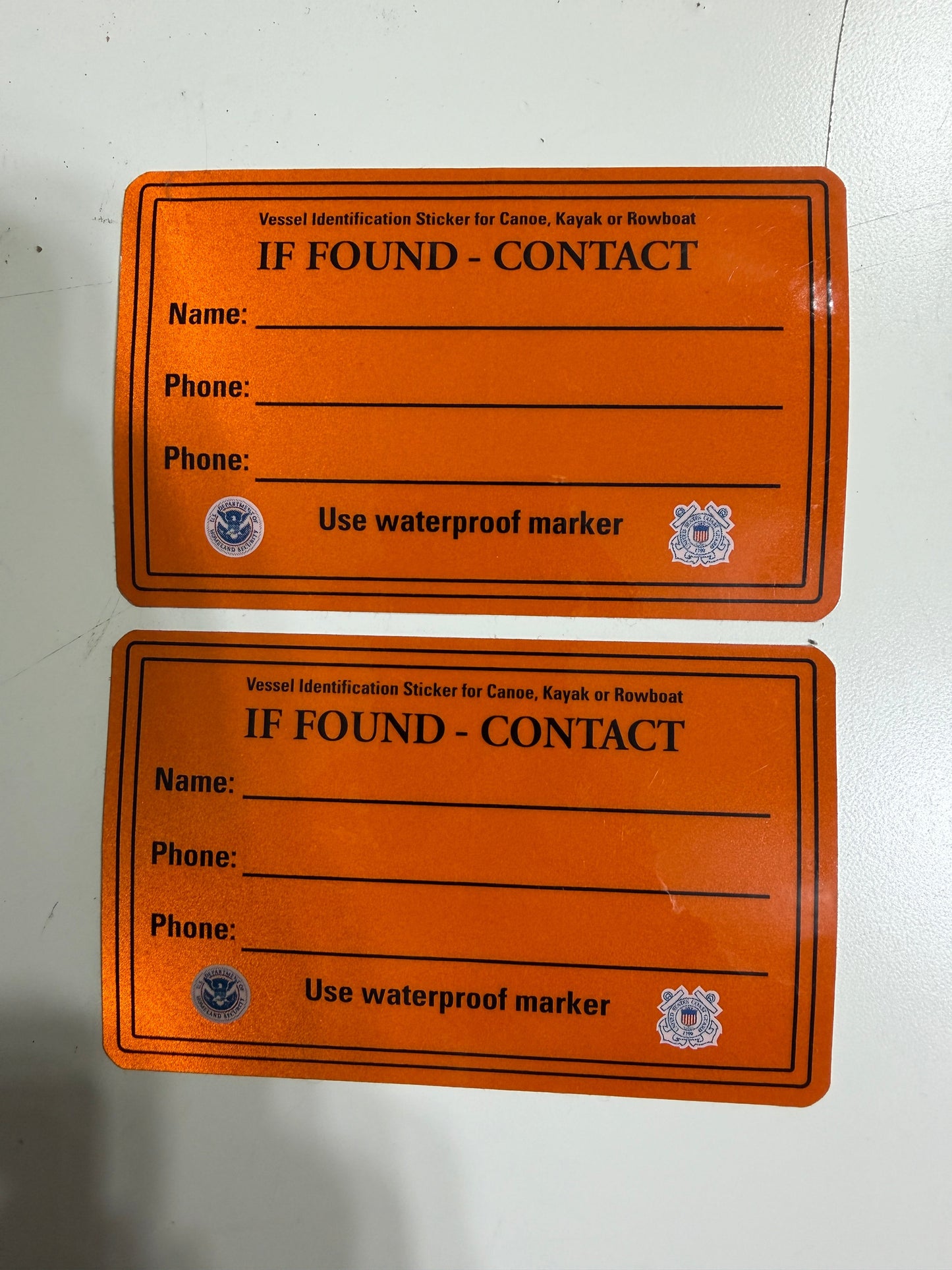 PAIR "IF FOUND" Contact Stickers