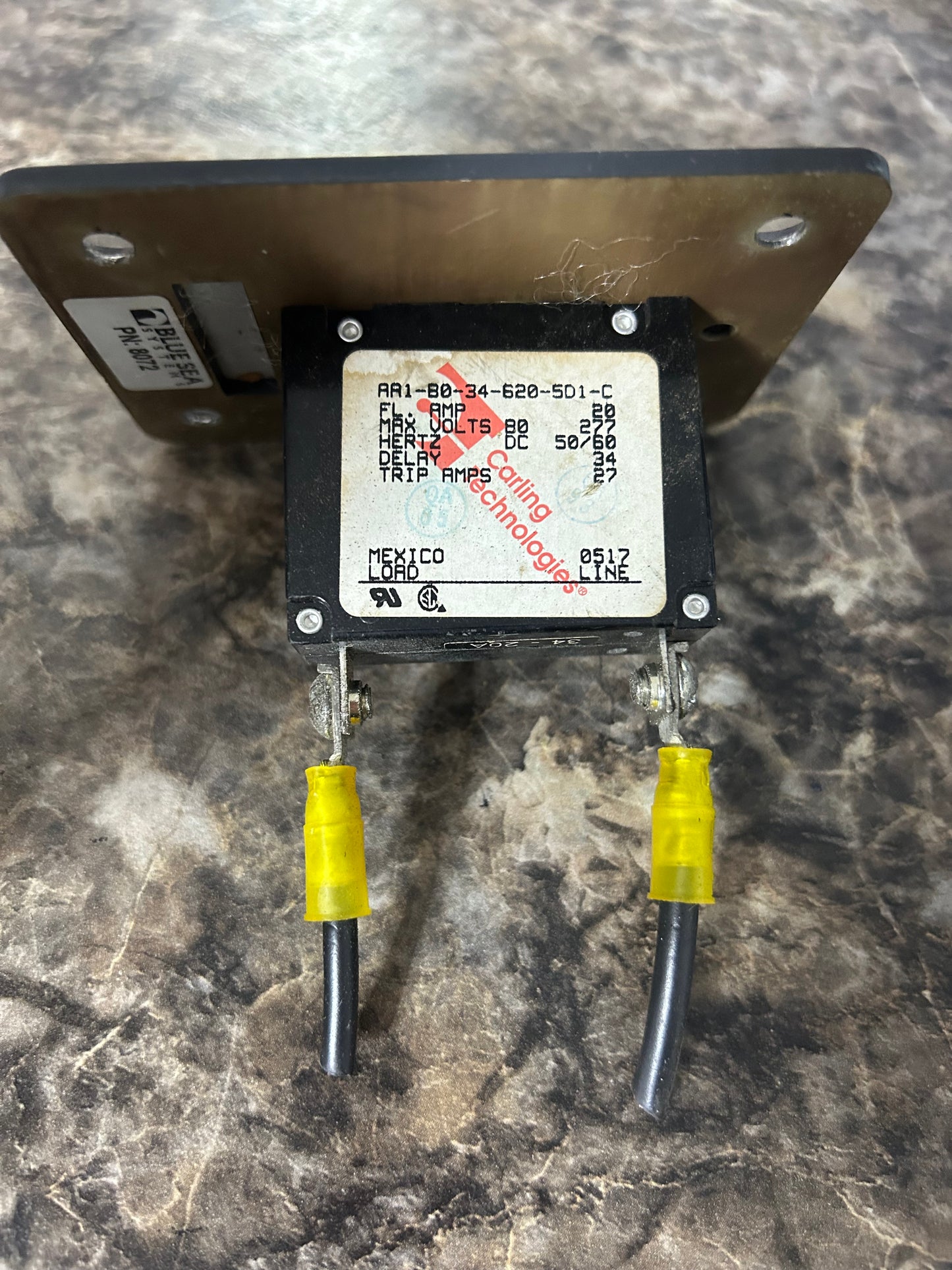 Blue Sea Systems 34-20A Circuit Breaker Panel Electrical Switch 80V DC