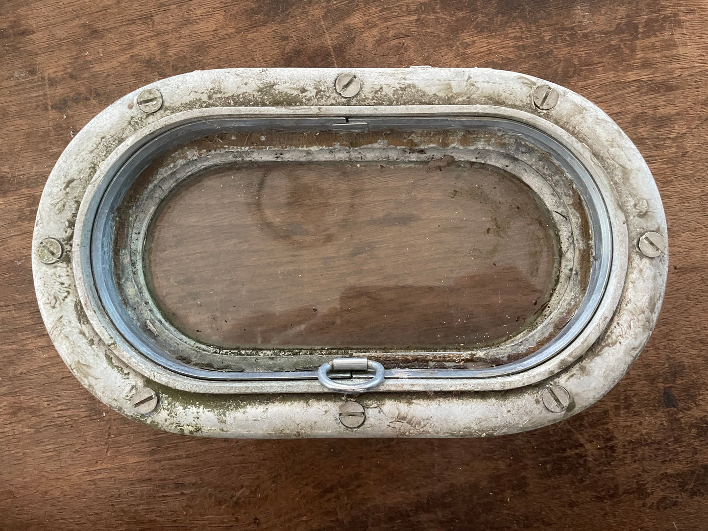 Small Aluminum Opening Portlight / Porthole - ID 8” Long x 4 1/8” Wide
