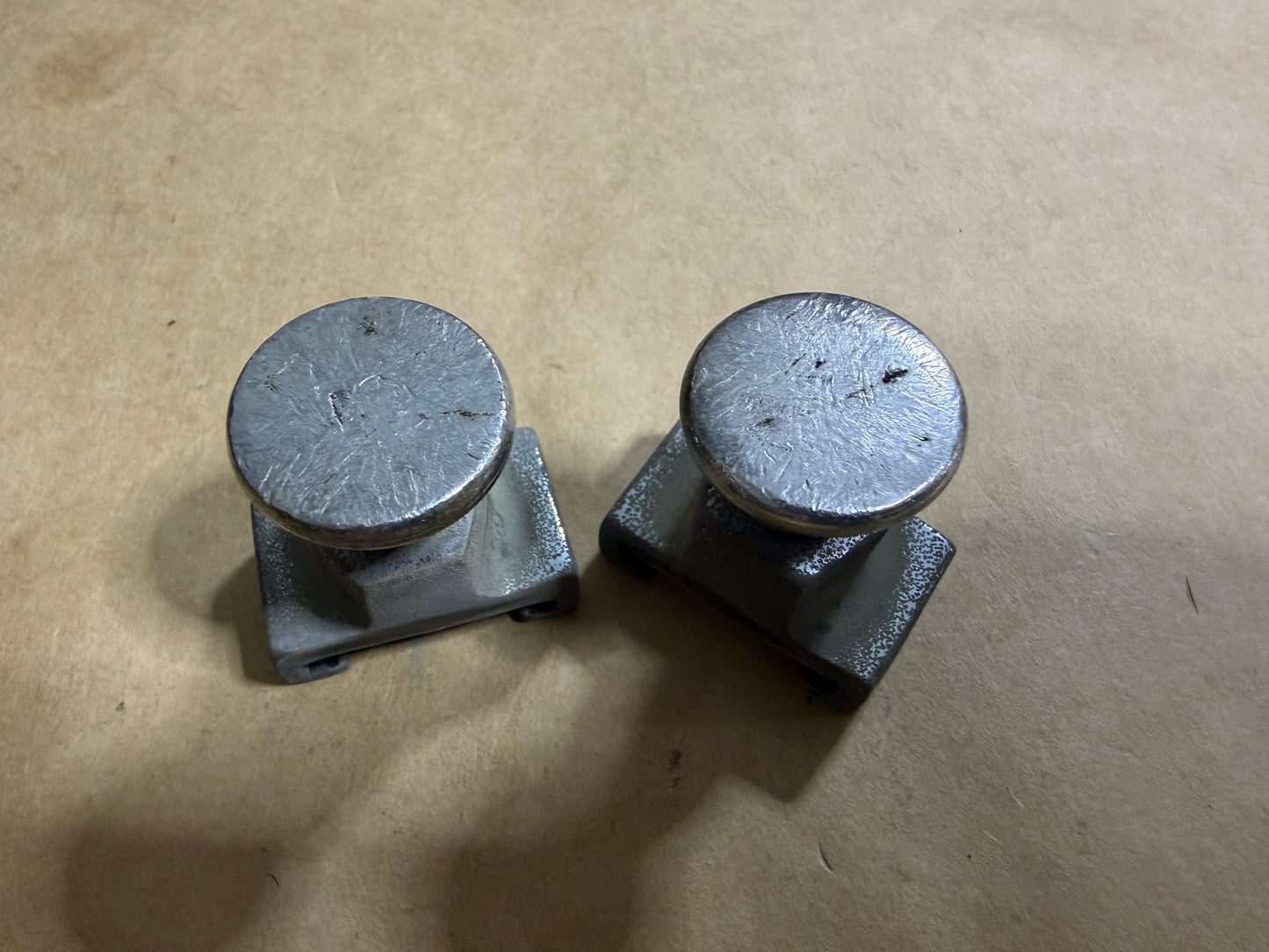 PAIR 1" Pull Top Bronzed Track Ends - Scratched Tops