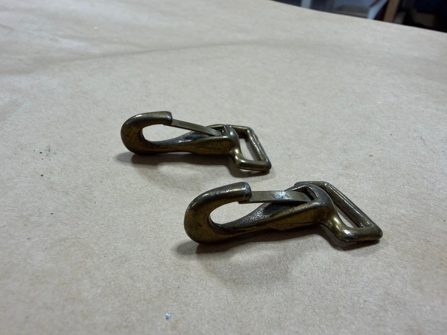 PAIR Brass Strap Clips - 5/8" Strap Width