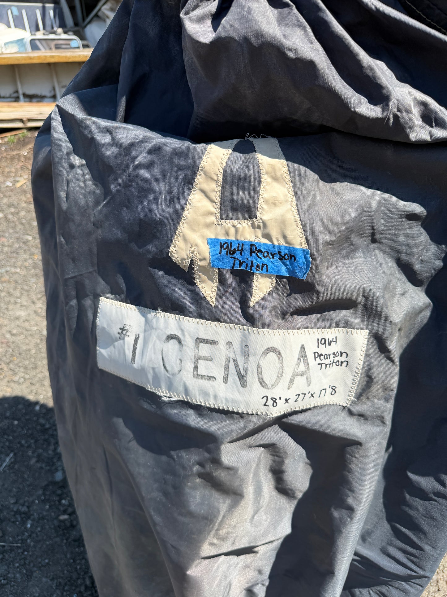 1964 Pearson Triton #1 Genoa Sail - 27' Hank on Leech x 28' Luff x 17'8" Foot
