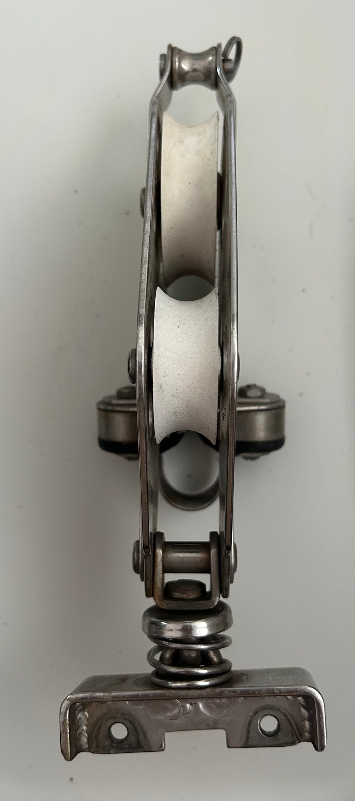 Schaefer Stainless Fiddle Block w/ Cam Cleat on spring mount- 5/8" line