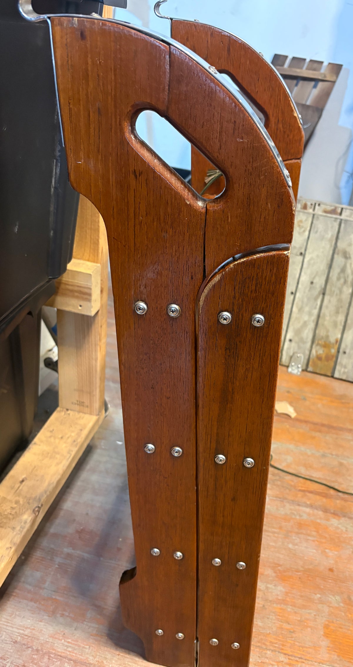 Teak Folding Ladder 63x15 1/8" overall