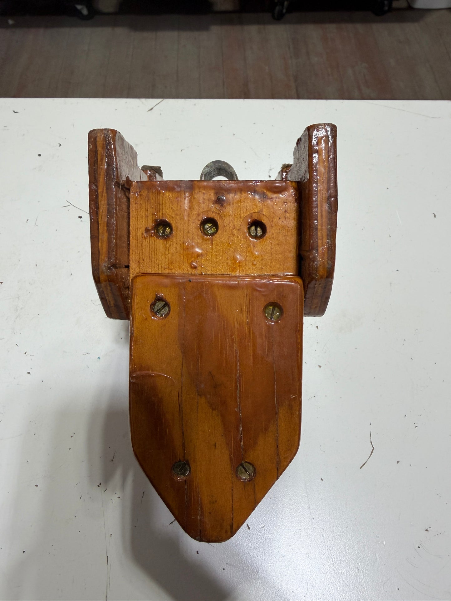 Unique Teak Piece With Bronze Gudgeon