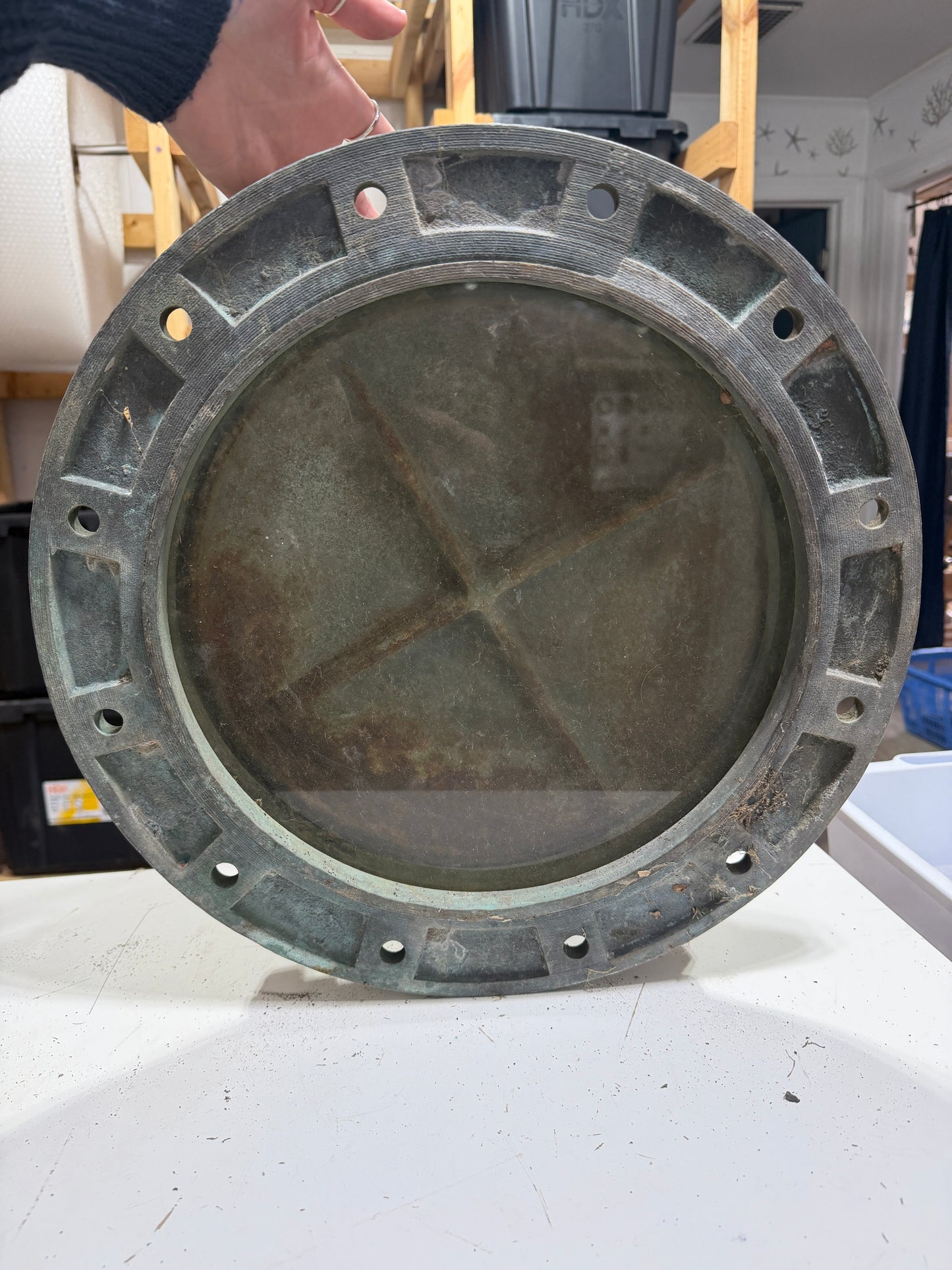Vintage 12 1/2" Diameter Galvanized / Bronze Portlight / Port Light / Porthole