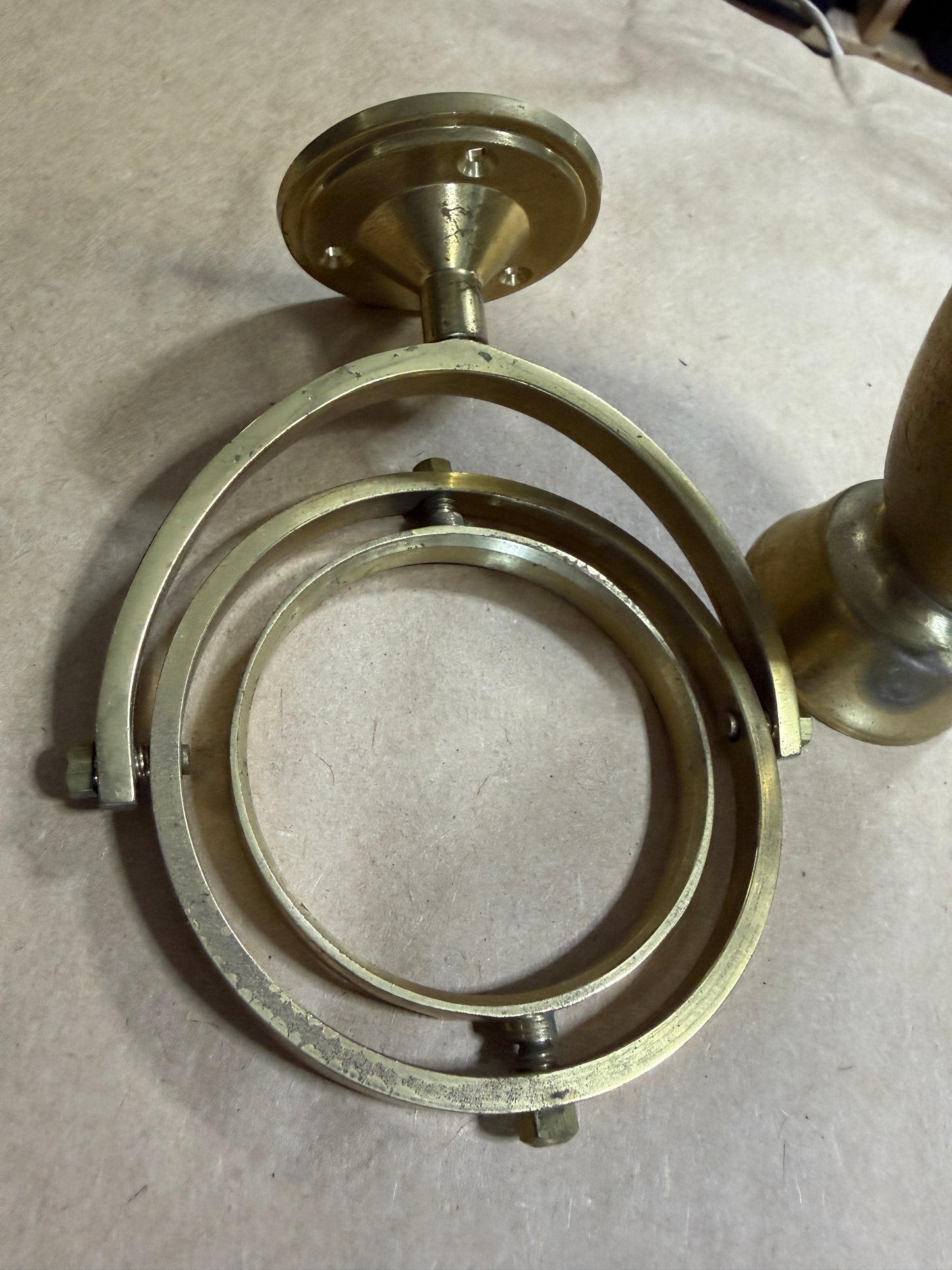 Vintage Brass Oil Lamp With Gimbal - 10" Height