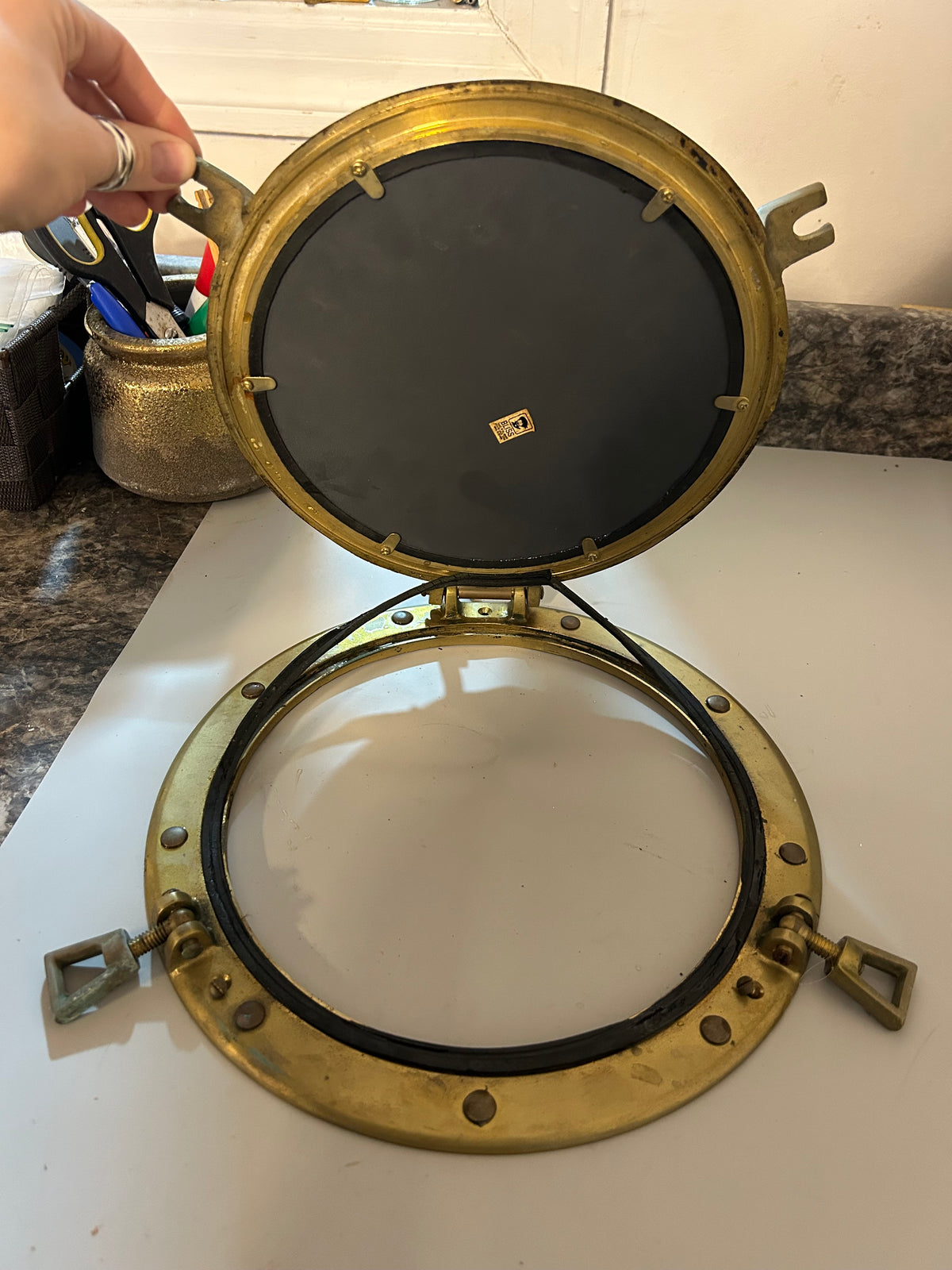 Brass Portlight Mirror- 11 1/2” Diameter