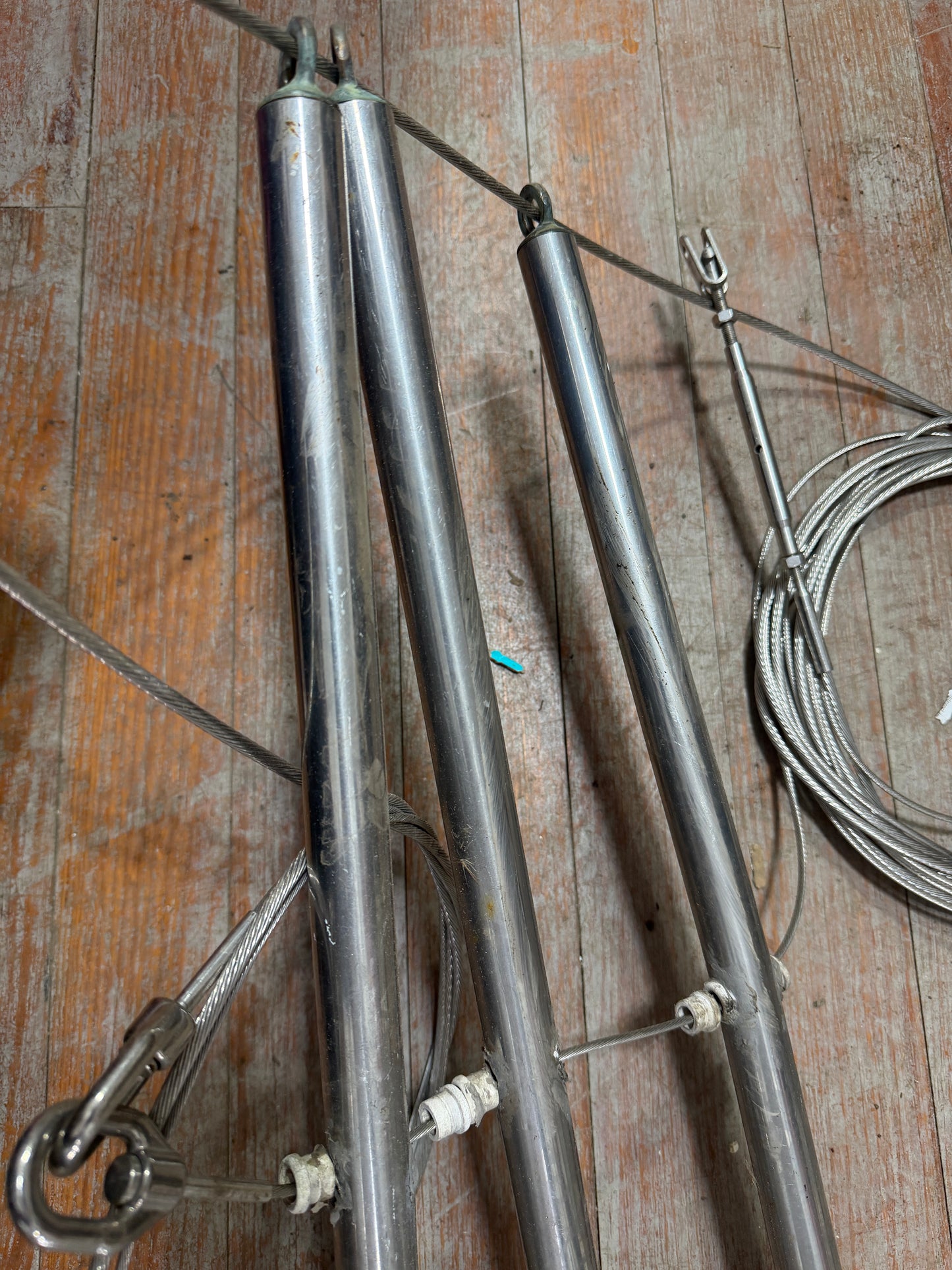 Set OF 3 - 25.5" Tall Stanchions With Lifeline - OFF C&C 34