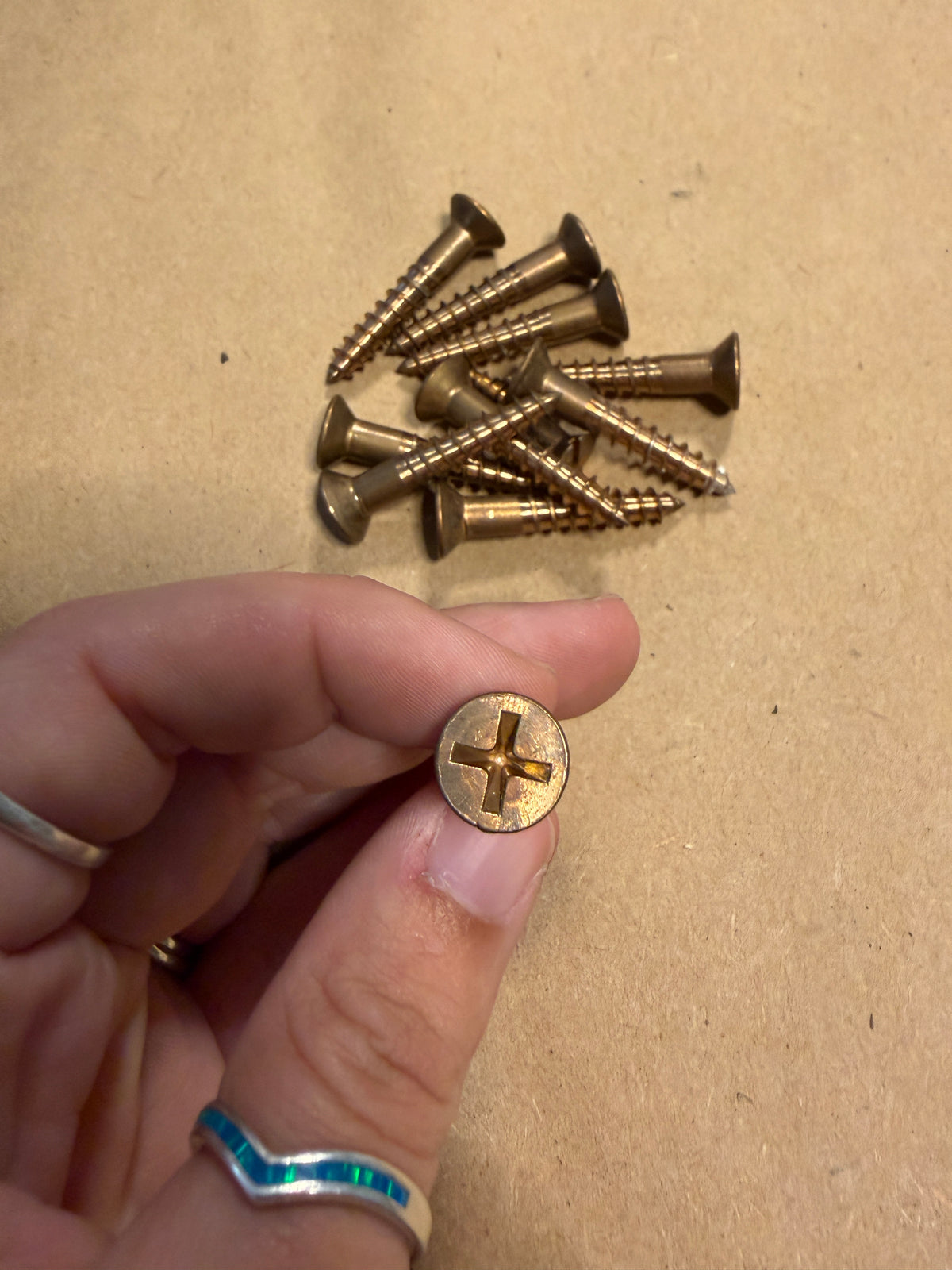 LOT OF 10 Solid Bronze Oval Head Frearson Screws - 1 1/2" Length x 1/4" Diameter