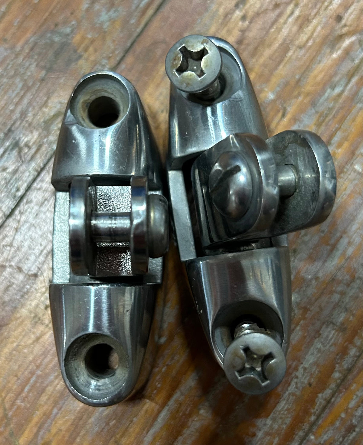 PAIR Stainless Steel Swivel Bimini Deck Hinge - 9/16" slide