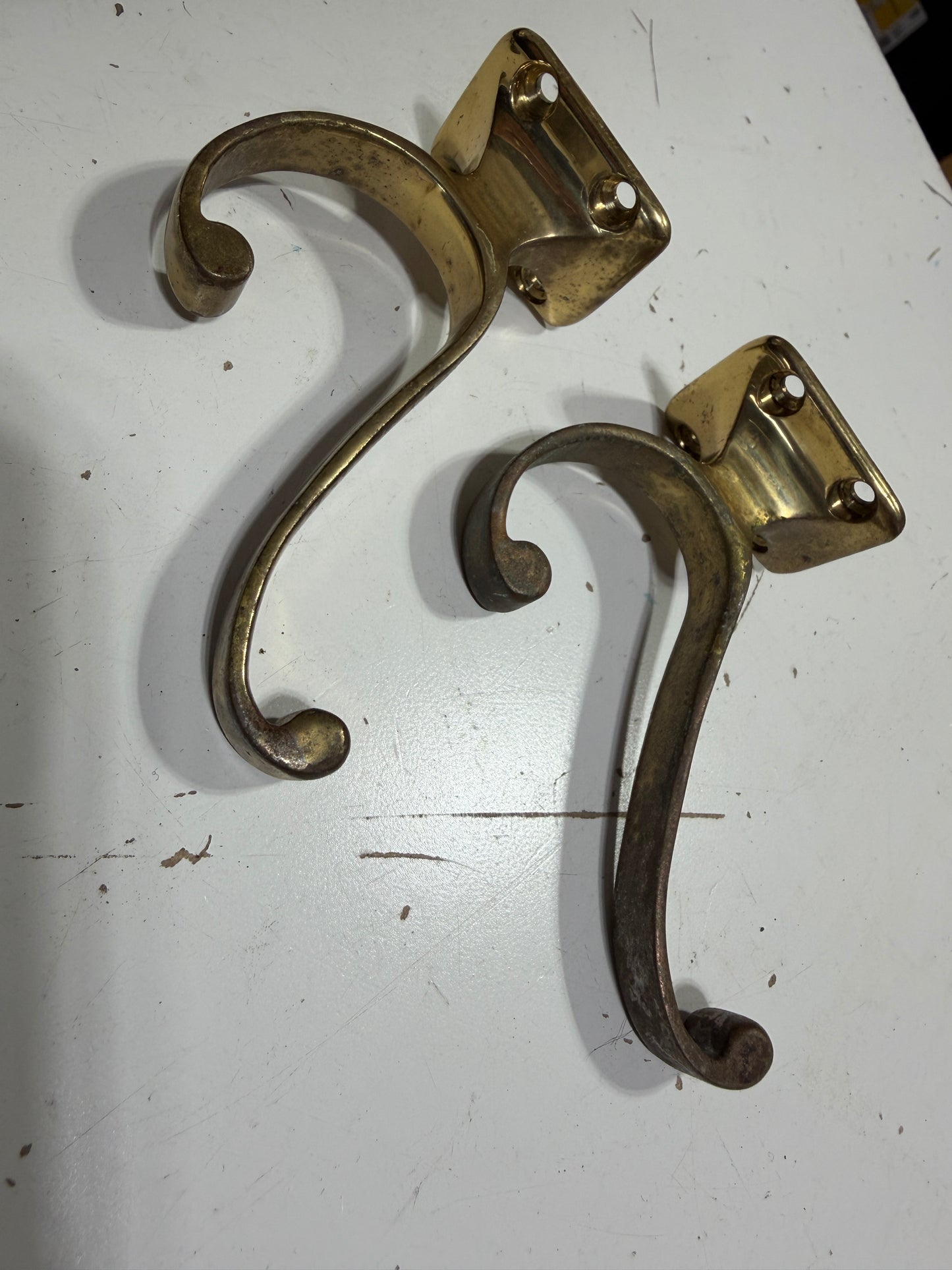 PAIR Brass Hooks
