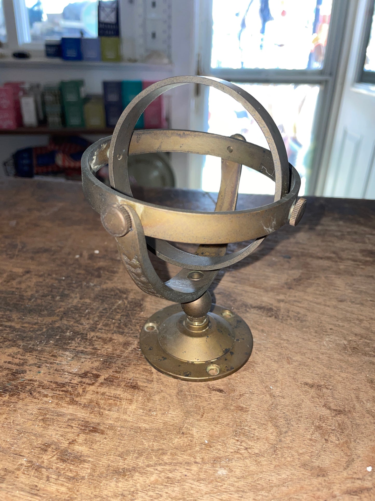 Vintage Brass Oil Lamp Gimbal- 3 1/4” Inner Diameter 3a