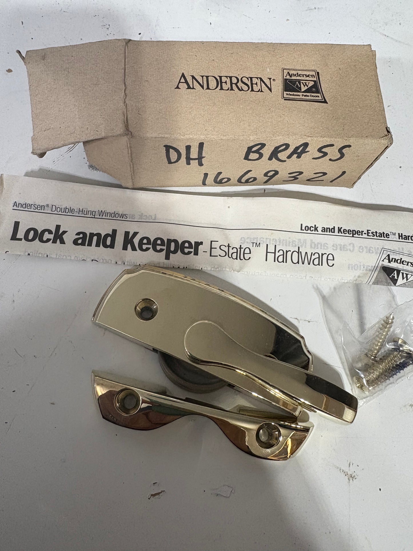 Andersen Flush Mount Estate Sash Lock with Keeper - 1669321 - Bright Brass
