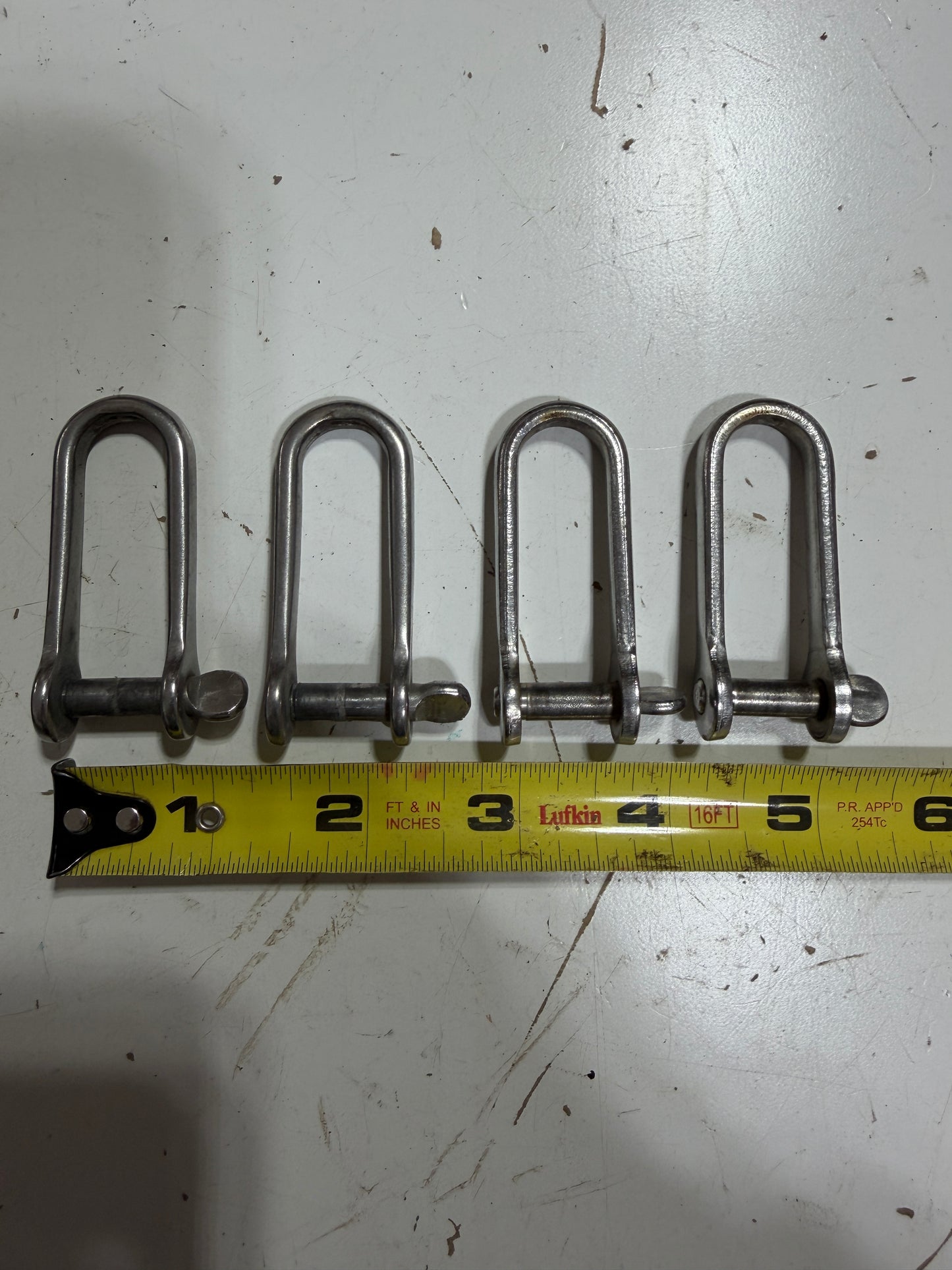 LOT OF 4 - 1/4" Pin - Elongated Stainless Shackles