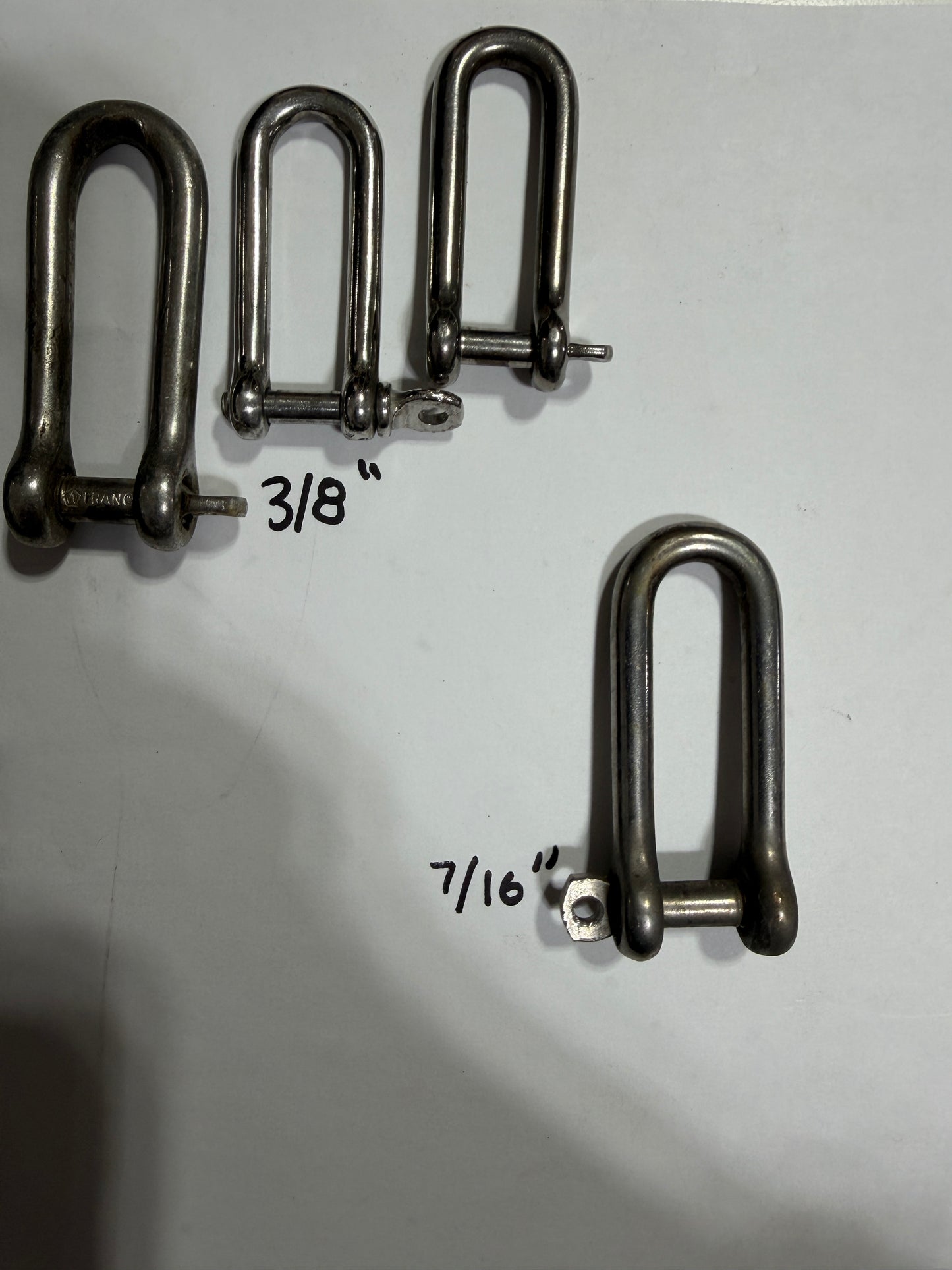 LOT OF 4 - 3 With a 3/8" Width - 1 With a 7/16" Width Elongated Shackles
