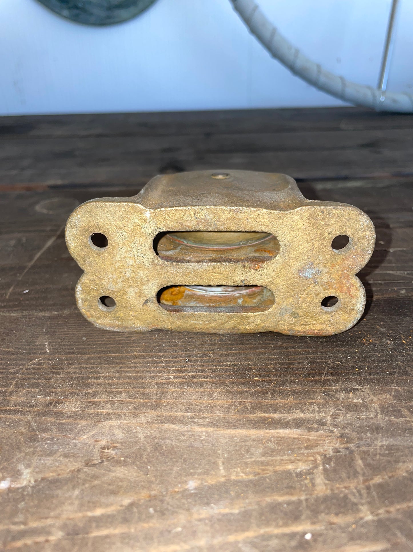 Solid Bronze Double 2 1/4” Sheave Cheek Block- 1/2” Line