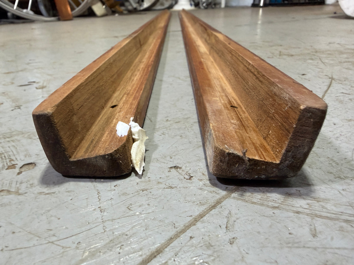 PAIR 69" Long x 1 1/2" x 1 1/8" Interior Teak Trim - Pearson 27