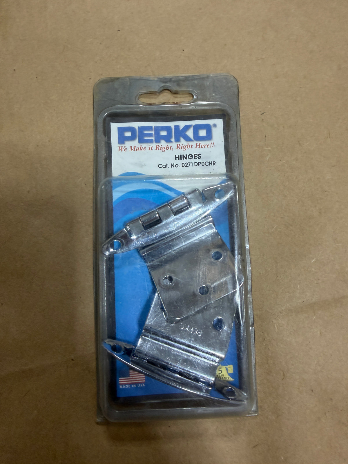 PAIR Perko Inset Semi-Concealed Hinges - MODEL: 0271 DP0CHR - NEW