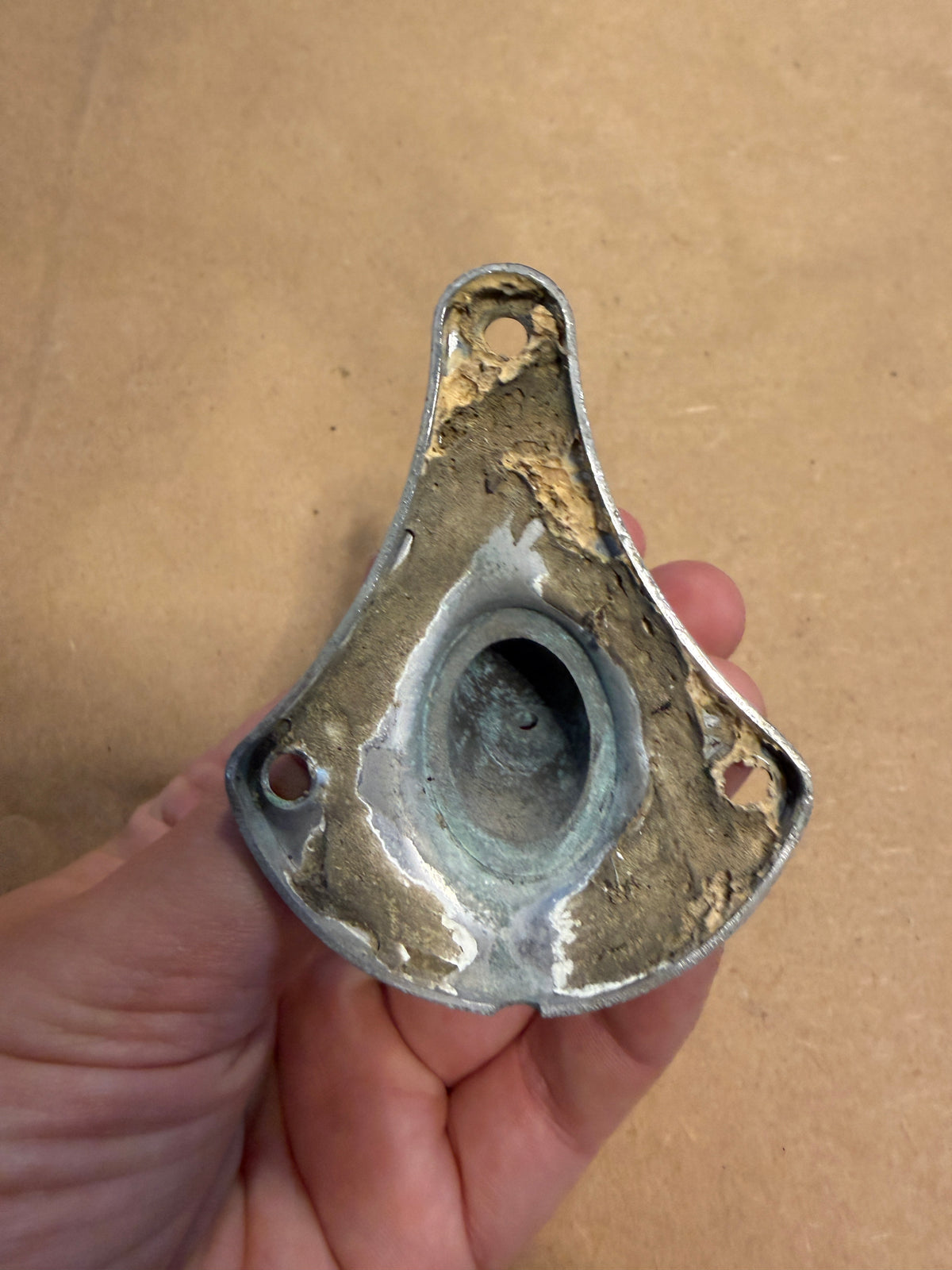Chromed Bronze Single Angled Base - 5/8" Hole Diameter - Chris Craft 27