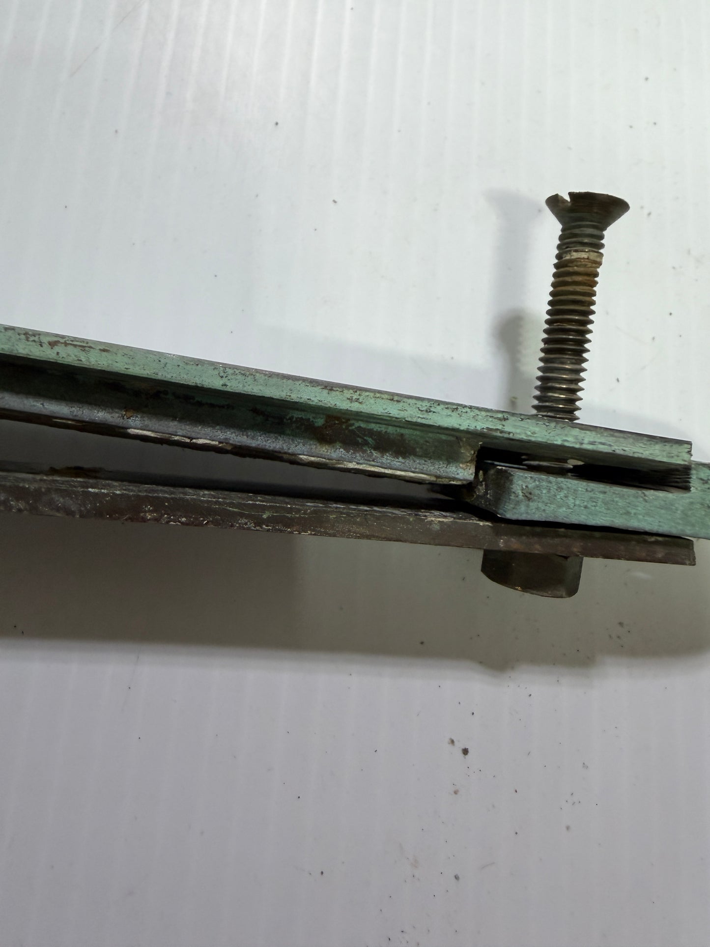 Vintage Solid Bronze 19 1/2" Long x 1" T Track With Ends & Lead Car - Sailmaster 22
