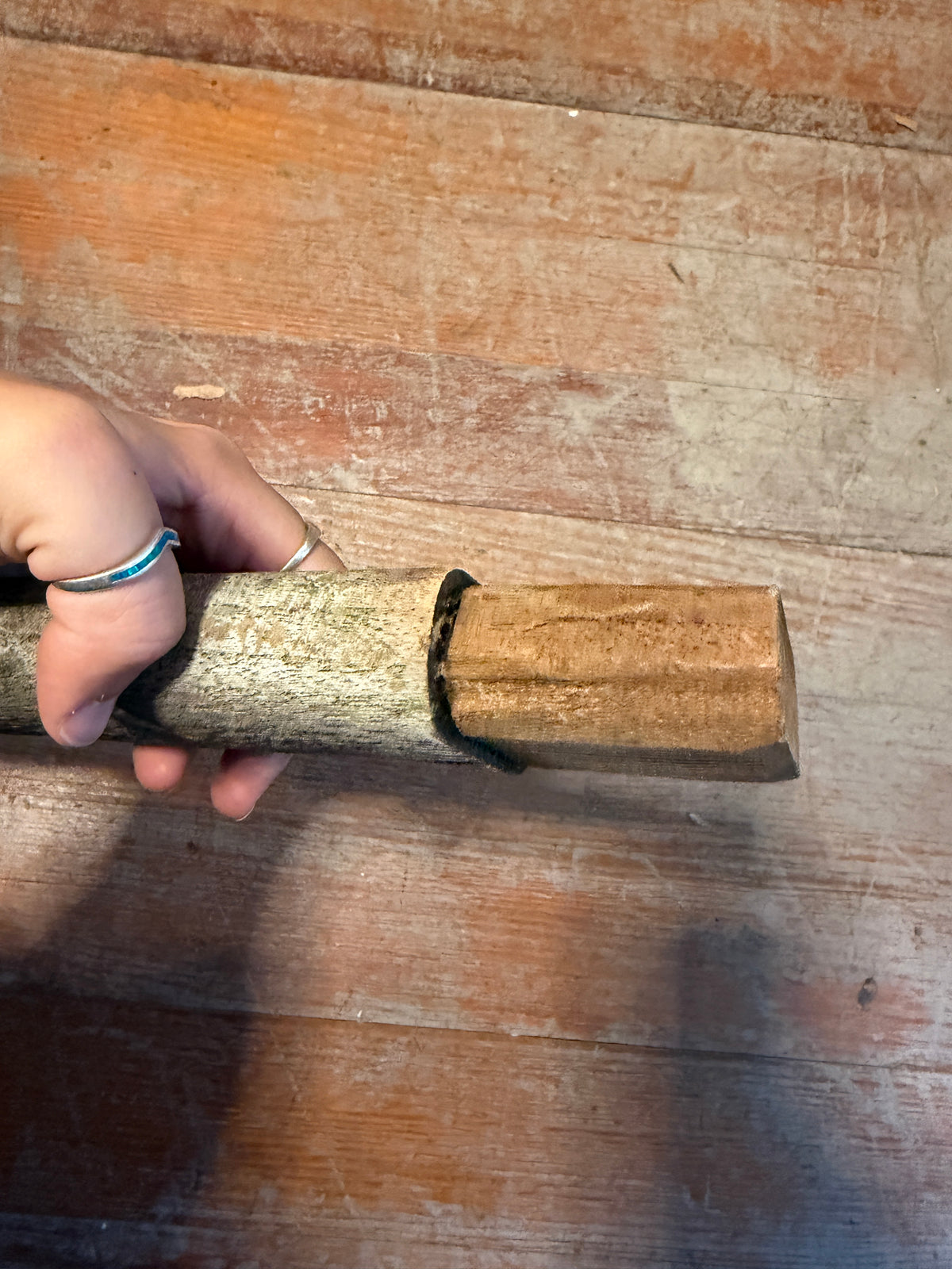 19" Long Teak Had Rail Piece - 2 1/8" Long x 1" Wide x 1" Thick