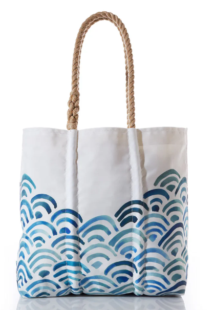 Sea Bags Watercolor Waves Medium Tote NEW