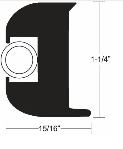 Taco Metals RUB RAIL BLACK 50' (FOR 1/2") NEW