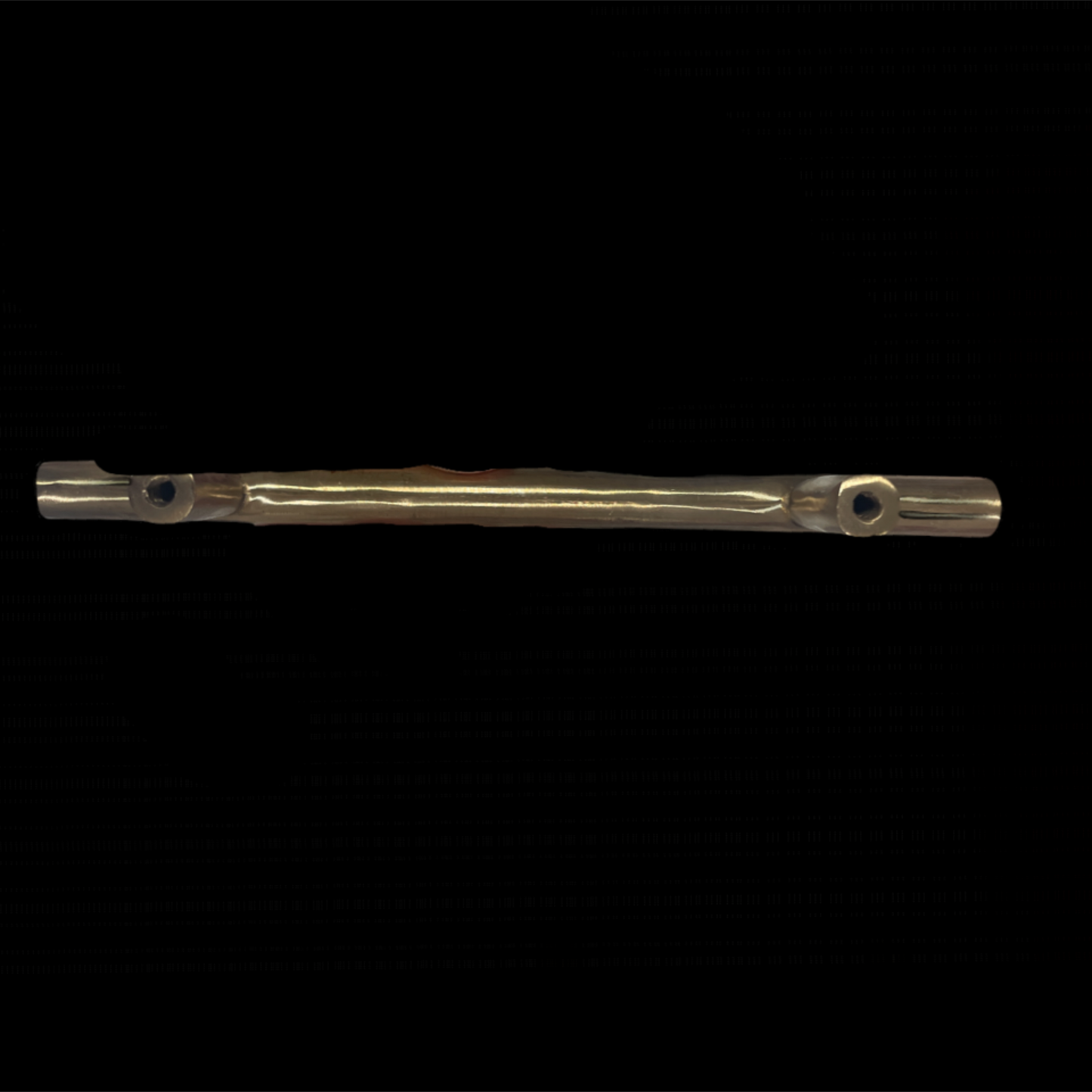 Metallic flute on a black background