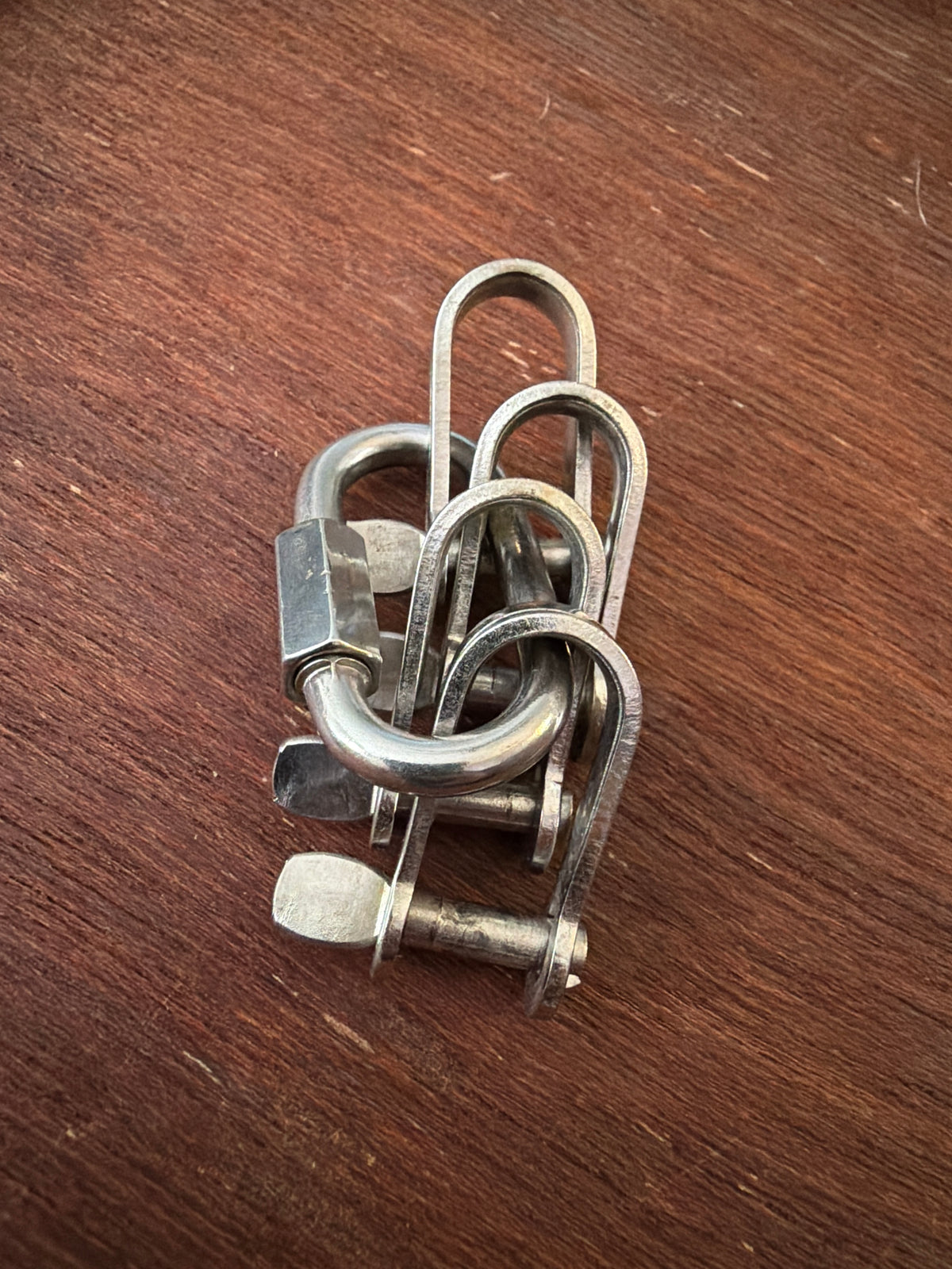 Lot of 4 D Shackles on Carabiner - 3/16” Pin - 1/2” Width