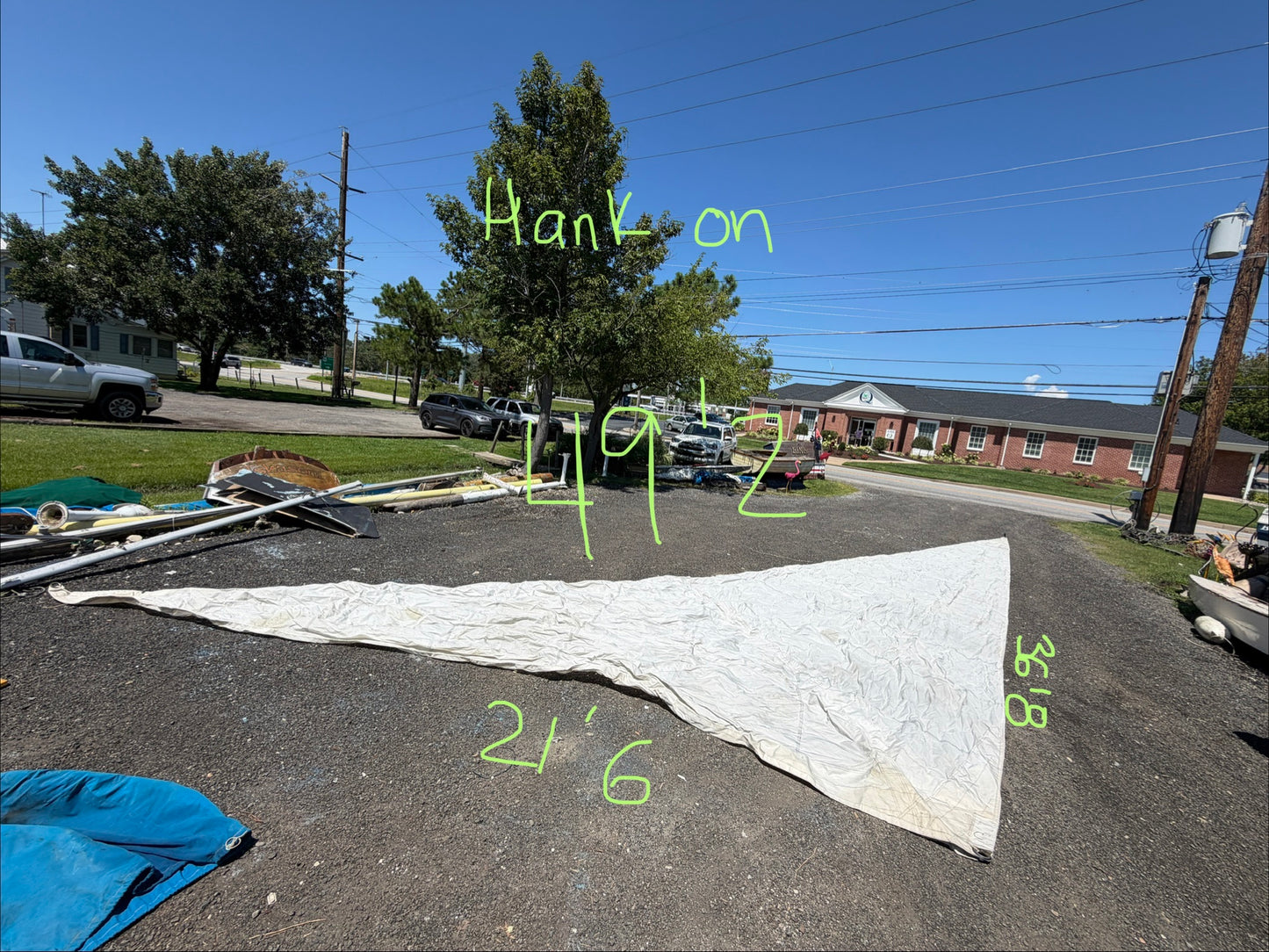 Columbia 43 Jib Sail - 49'2" Luff x 36'8" Leech x 21'6" Foot - Hank On
